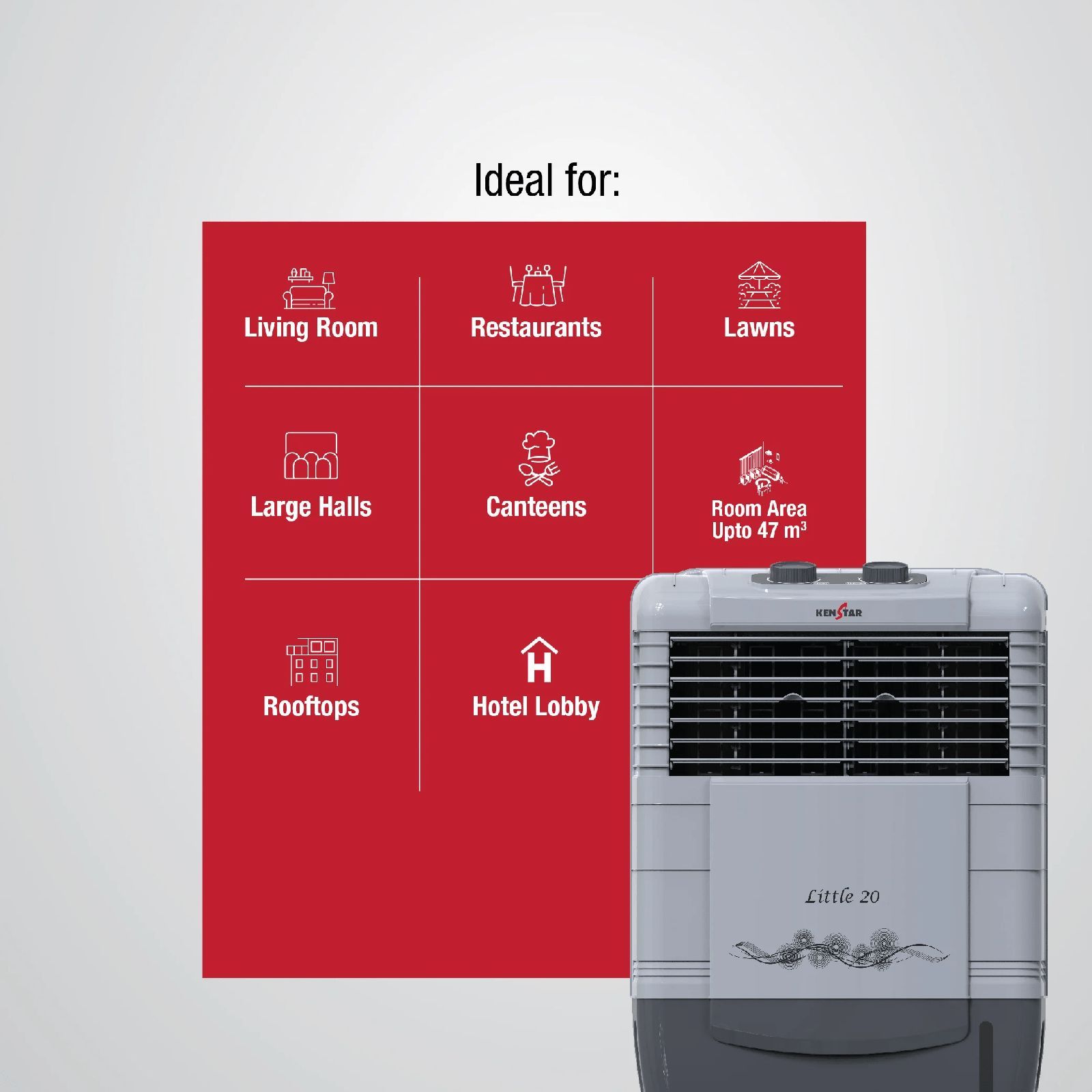 KENSTAR Little HC 20 Litres Personal Air Cooler with Quadra Flow Technology (Dust Filter, Grey)_10