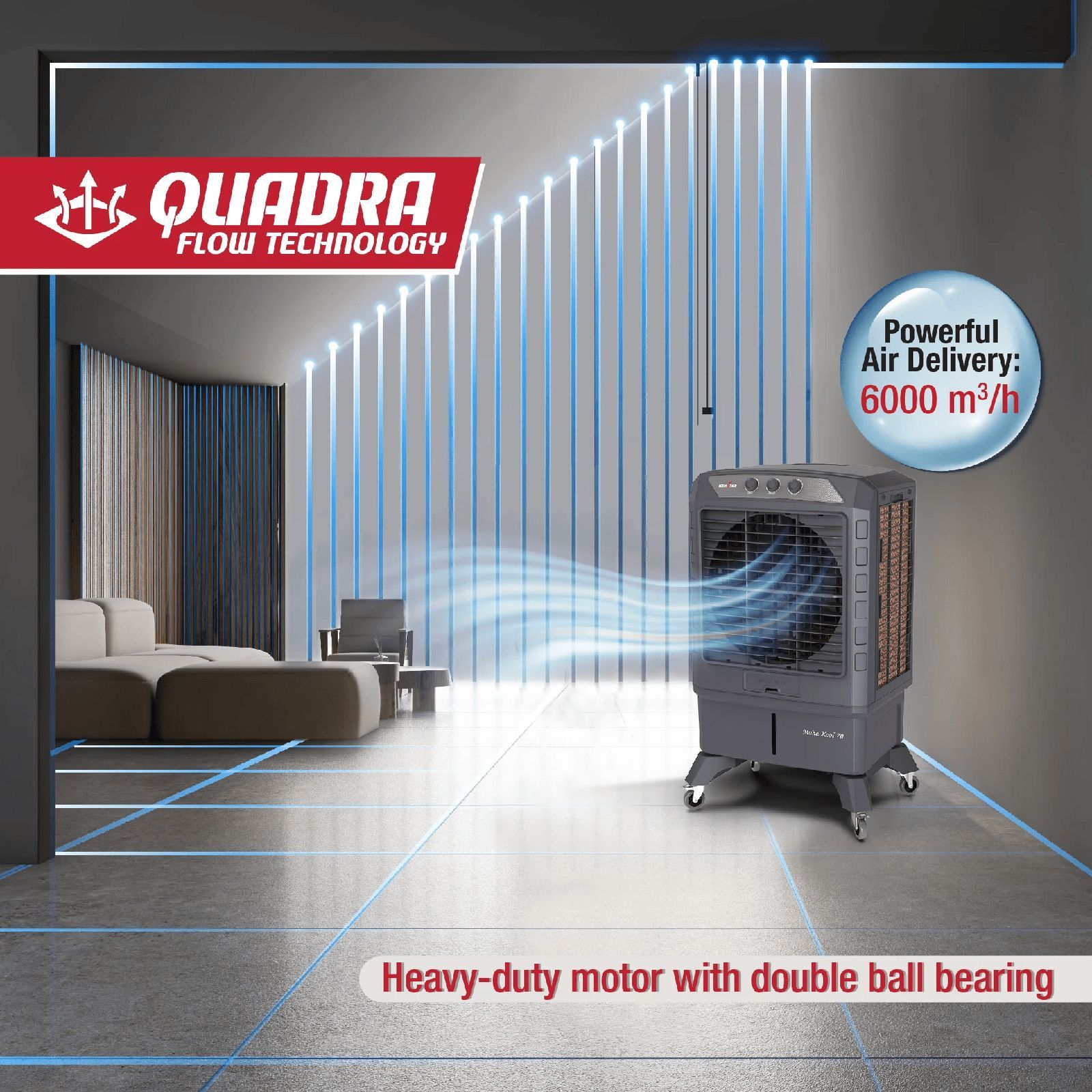 KENSTAR Mahakool HC 70 Litres Desert Air Cooler with Quadra Flow Technology (Inverter Compatible, Grey)_6