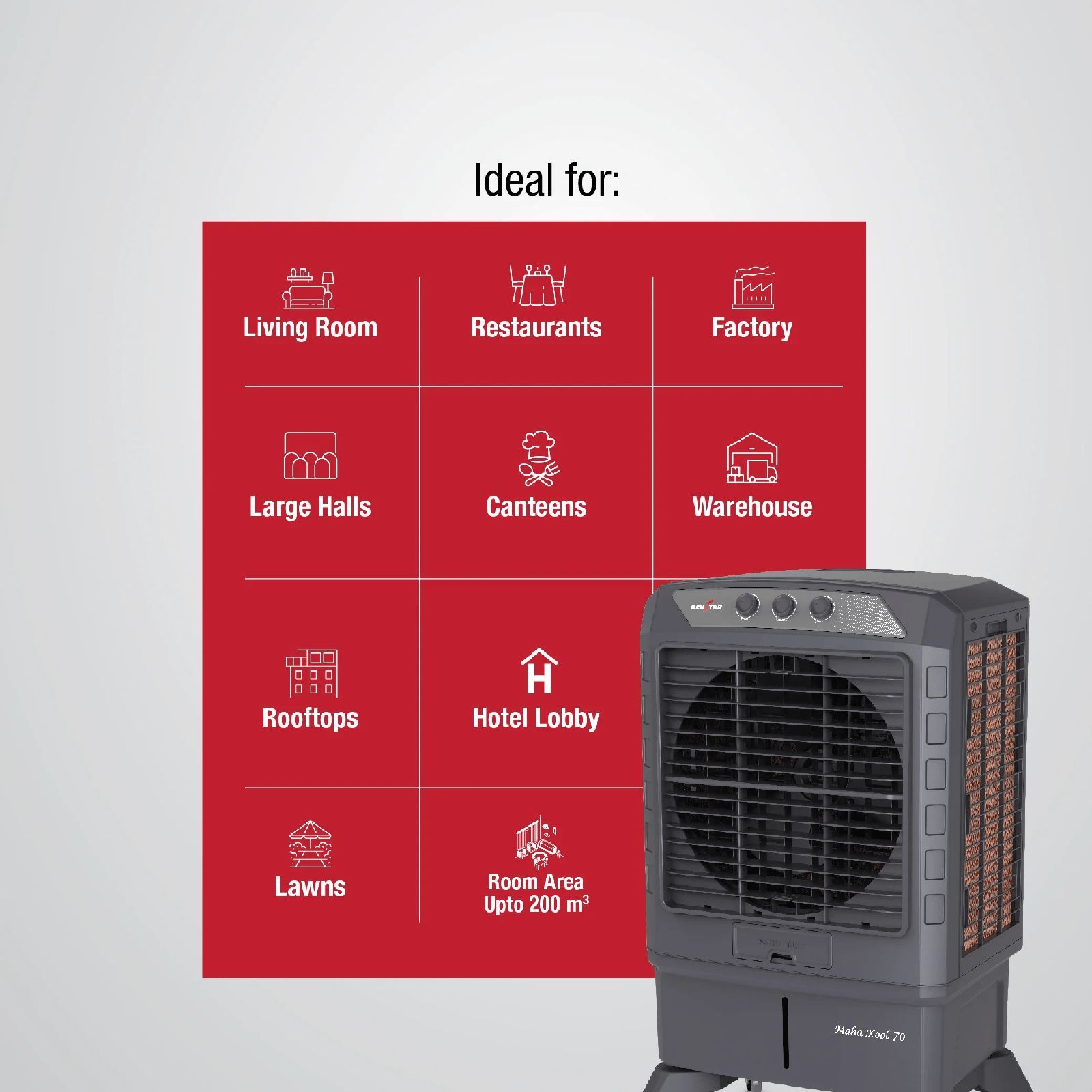 KENSTAR Mahakool HC 70 Litres Desert Air Cooler with Quadra Flow Technology (Inverter Compatible, Grey)_10
