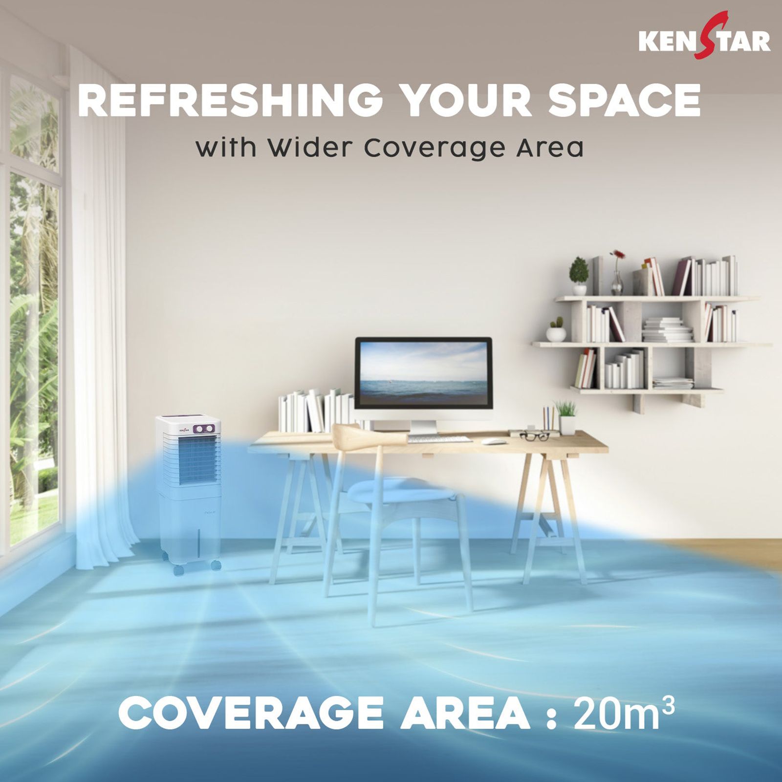 KENSTAR Pulse HC 20 Litres Personal Air Cooler with Double Ball Bearing Motor (Collapsible Louvres, White) KENSTAR Pulse HC 20 Litres Personal Air Cooler with Double Ball Bearing Motor (Collapsible Louvres, White)_11