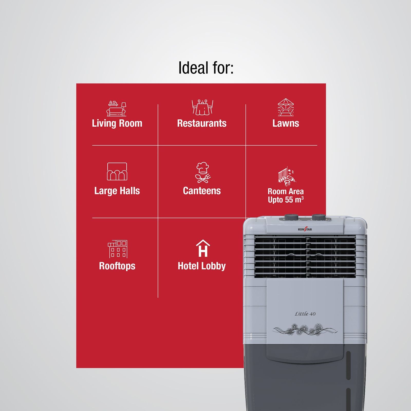 KENSTAR Little HC 40 Litres Personal Air Cooler with Quadra Flow Technology(Collapsible Louvres, Grey)_10