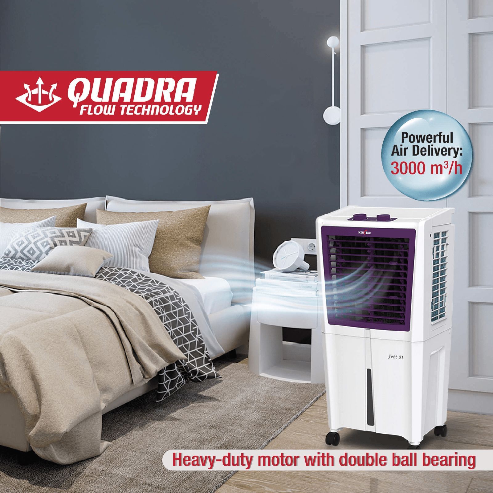 KENSTAR JETT HC 51 Litres Personal Air Cooler with Quadra Flow Technology (Collapsible Louvres, White & Purple)_5