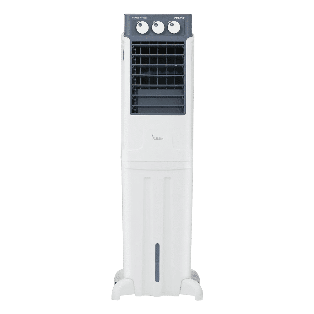 VOLTAS Slimm 35 Litres Tower Air Cooler with Ice Chamber (Auto Swing, White & Grey)_1
