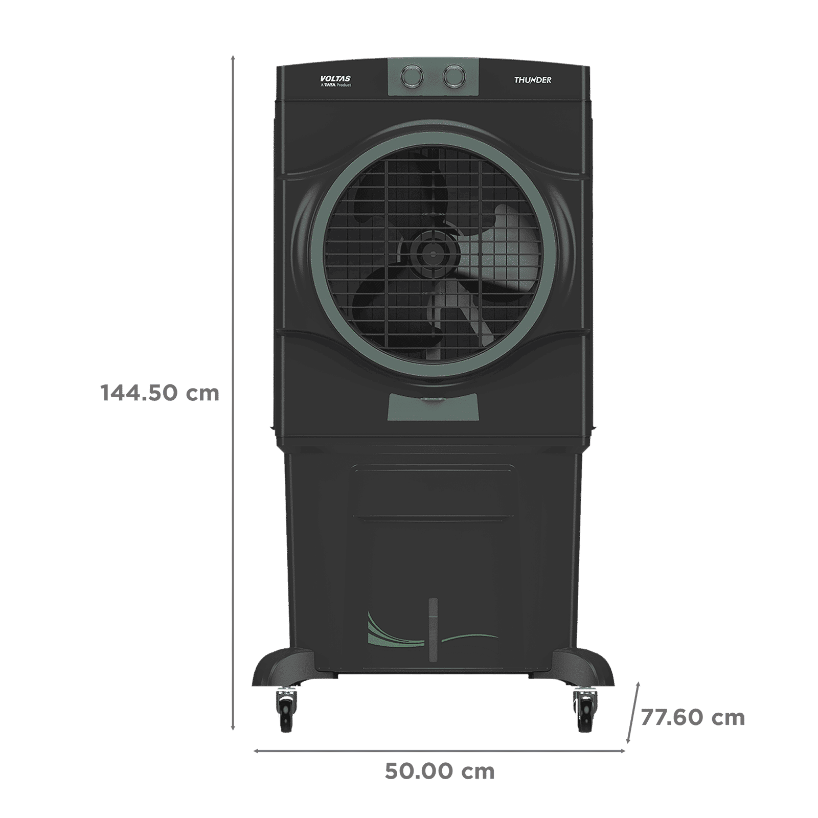 VOLTAS Thunder 110 Litres Desert Air Cooler with Thermal Overload Protection (3 Speed Control, Dark Grey)_2