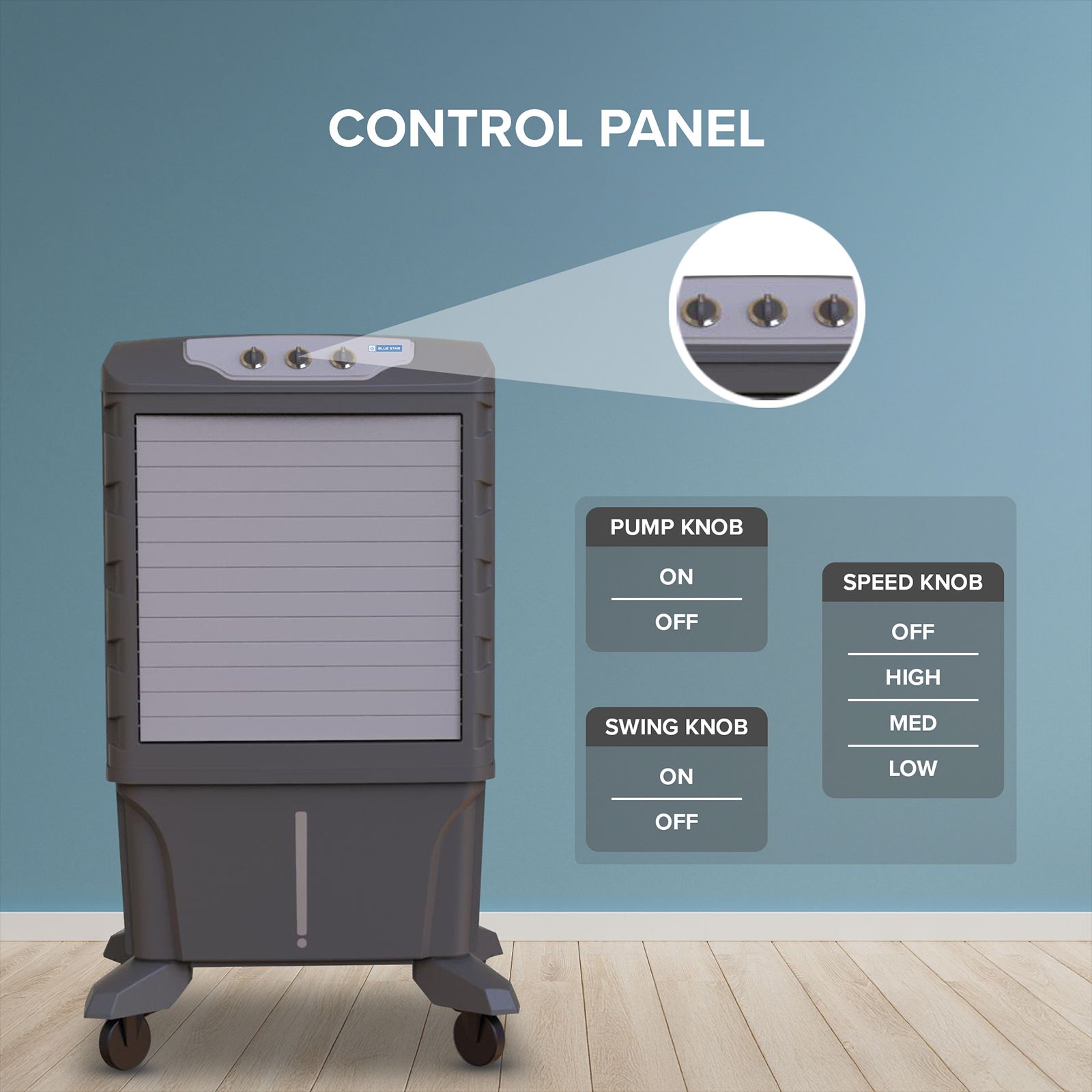 Blue Star Mega 120 Litres Desert Air Cooler with Thermal Overload Protection (Inverter Compatible, Grey)_8