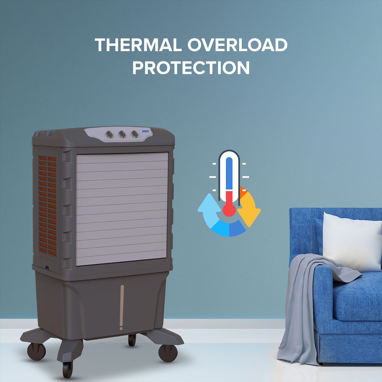 Blue Star Mega 120 Litres Desert Air Cooler with Thermal Overload Protection (Inverter Compatible, Grey)_10