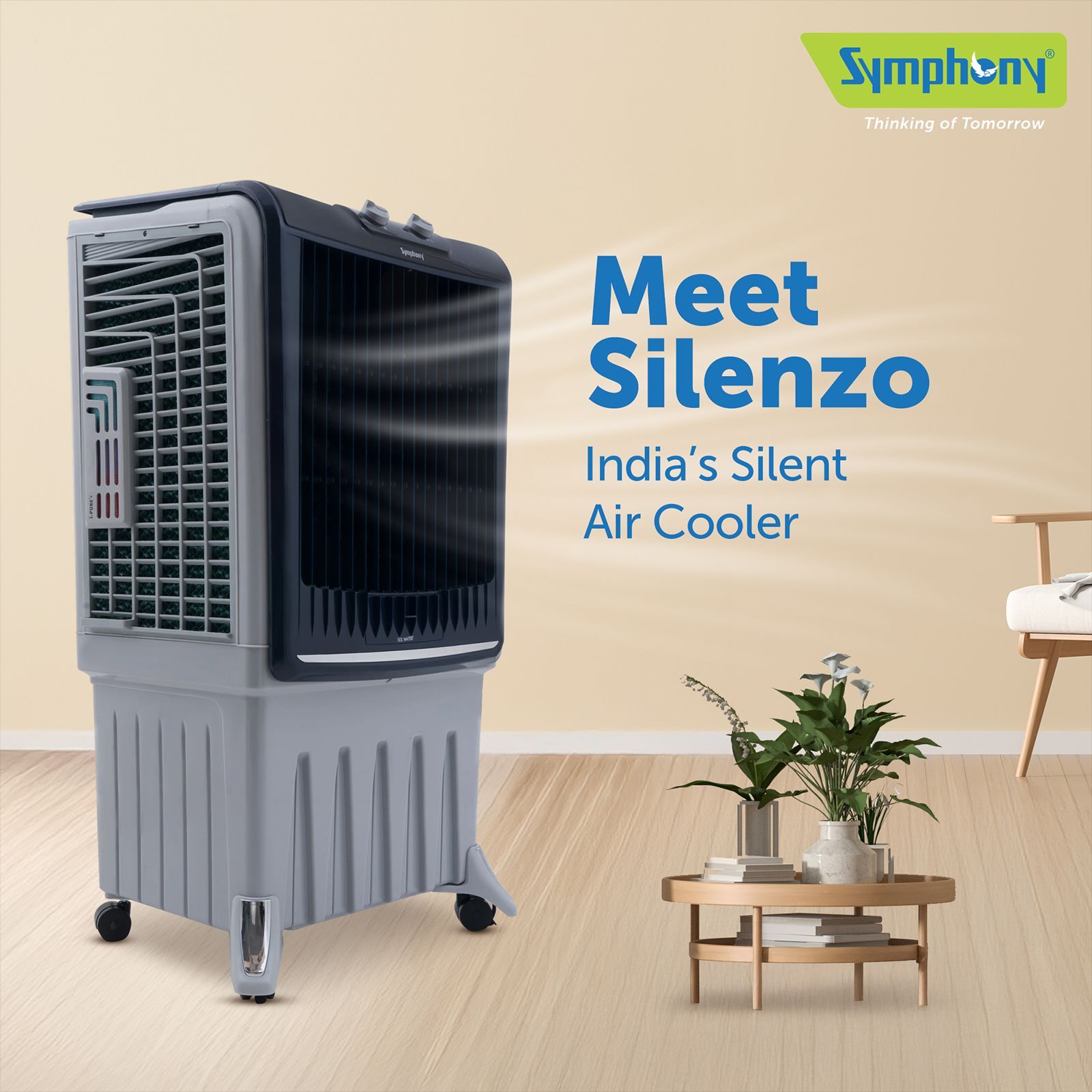 Symphony Silenzo 100 Litres Desert Air Cooler with i-Pure+ Technology (Inverter Compatible, Grey & Blue) Symphony Silenzo 100 Litres Desert Air Cooler with i-Pure+ Technology (Inverter Compatible, Grey & Blue)_4