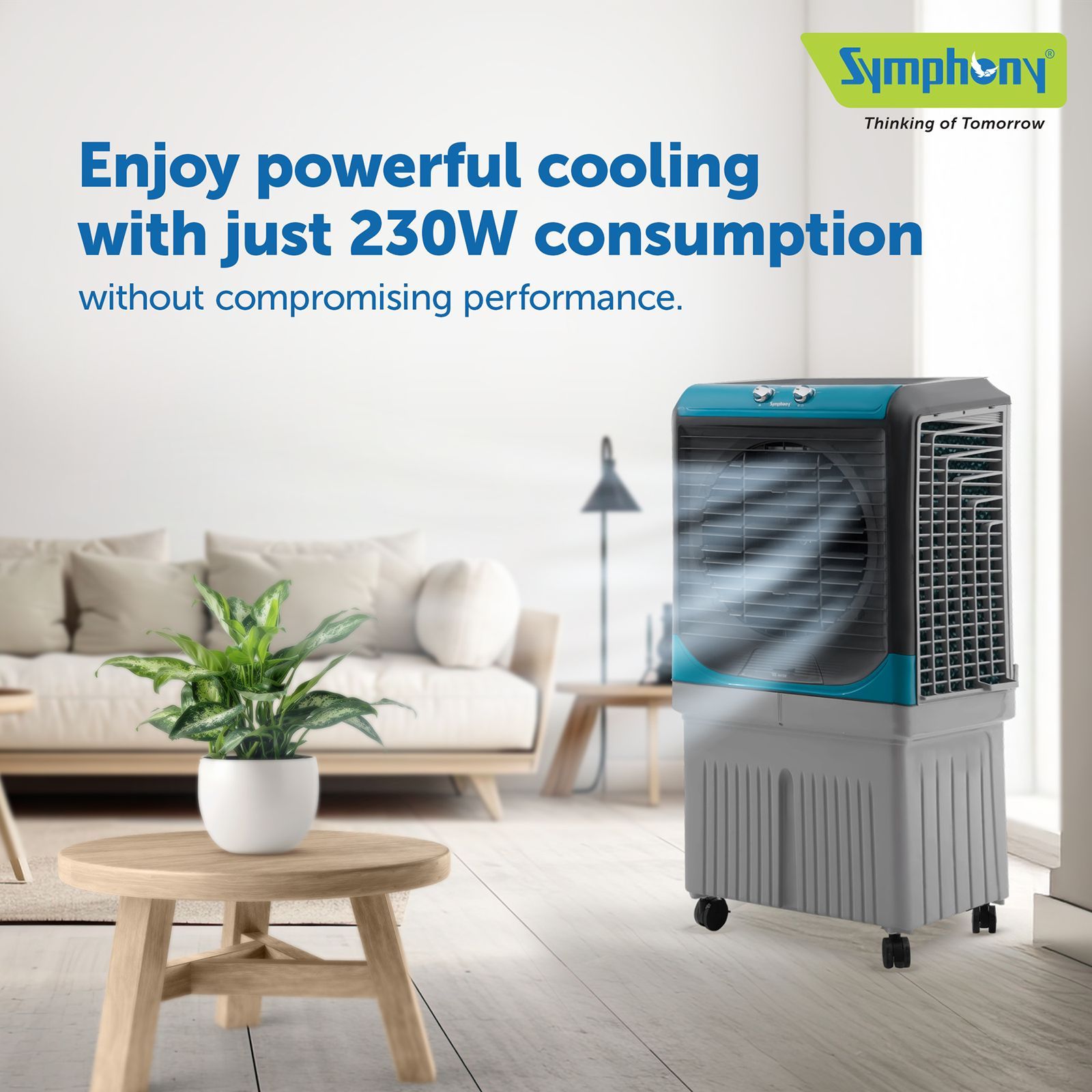 Symphony Maxwind 100EX 100 Litres Desert Air Cooler with CFD Technology (Inverter Compatible, Grey & Blue)_8