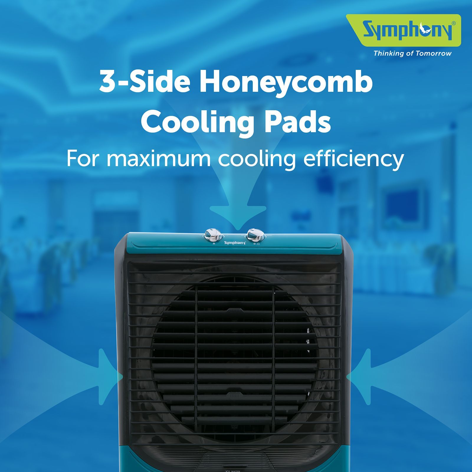 Symphony Maxwind 100EX 100 Litres Desert Air Cooler with CFD Technology (Inverter Compatible, Grey & Blue)_10