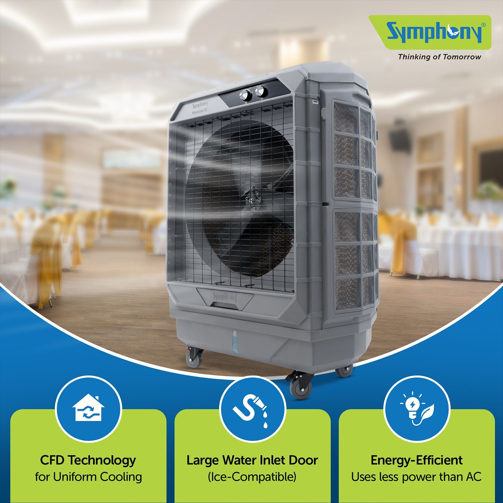 Symphony Movicool XE 100 Litres Desert Air Cooler with CFD Technology (Inverter Compatible, Grey) Symphony Movicool XE 100 Litres Desert Air Cooler with CFD Technology (Inverter Compatible, Grey)_10