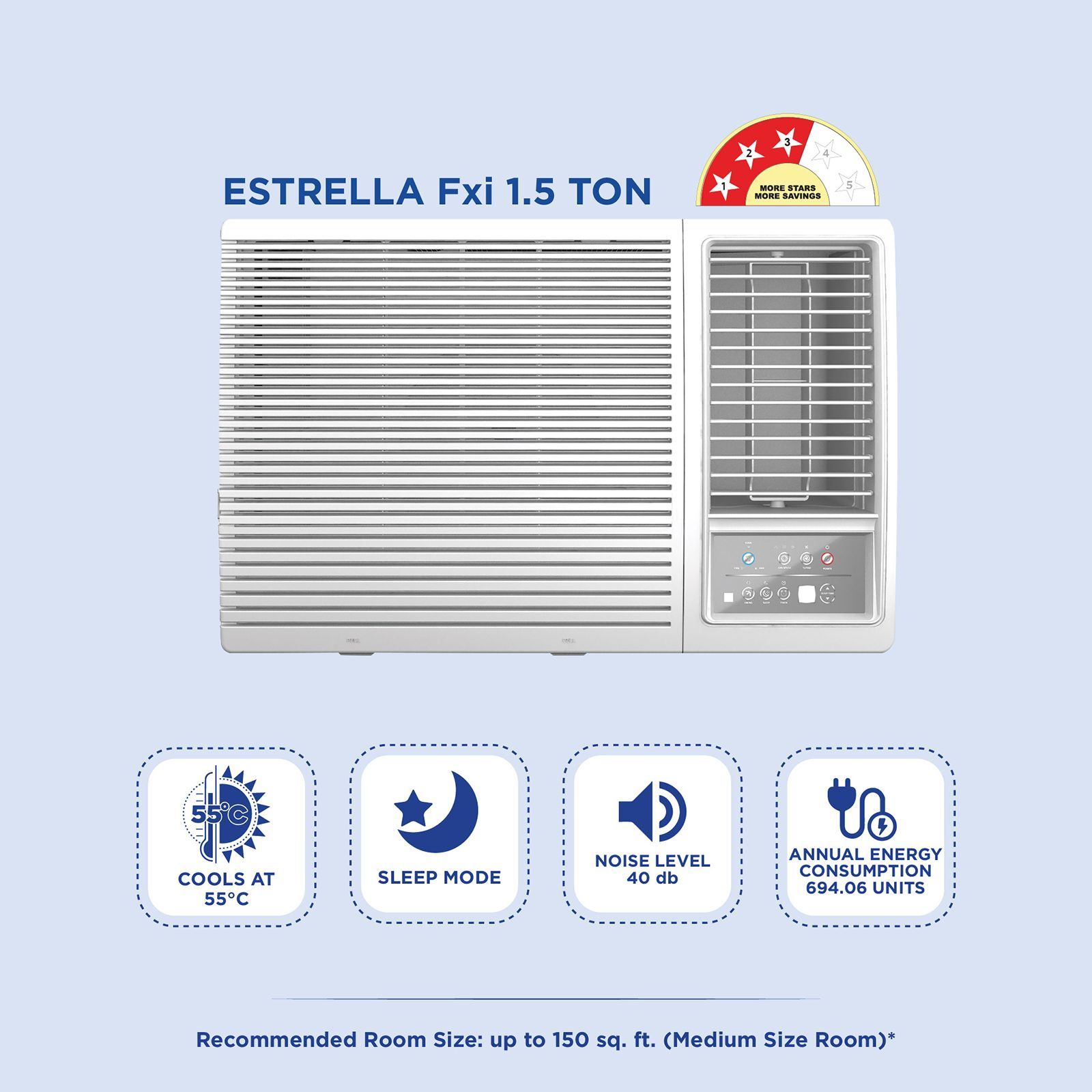 Carrier ESTRELLA FXi 1.5 Ton 3 Star Inverter Window AC (Copper Condenser, Dust Filter, CIW19EC3R35F0)_4