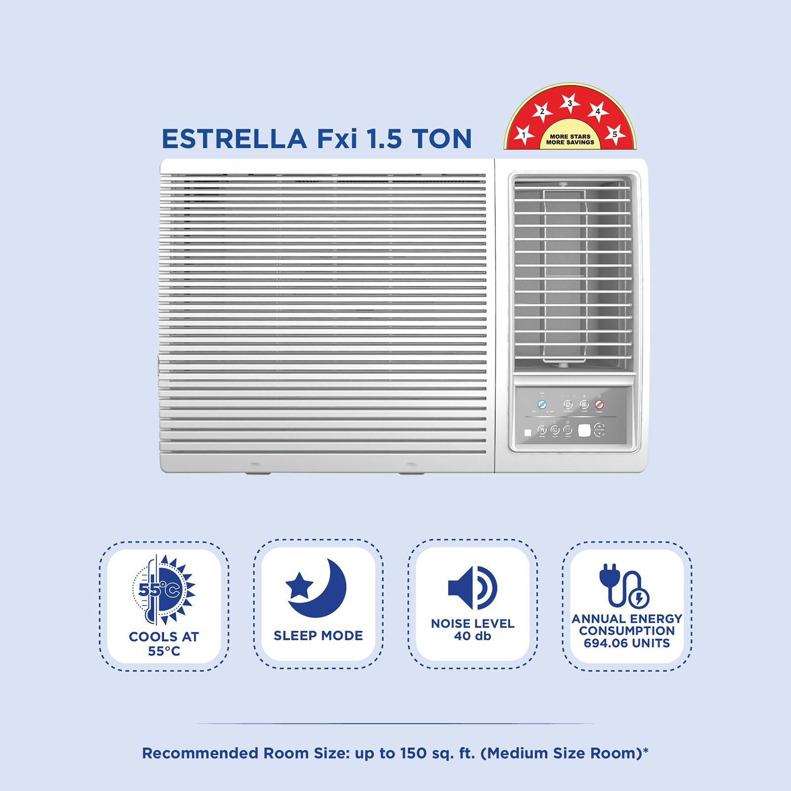 Carrier ESTRELLA FXi 1.5 Ton 5 Star Inverter Window AC (Copper Condenser, Dust Filter, CIW19EC5R35F0) Carrier ESTRELLA FXi 1.5 Ton 5 Star Inverter Window AC (Copper Condenser, Dust Filter, CIW19EC5R35F0)_4
