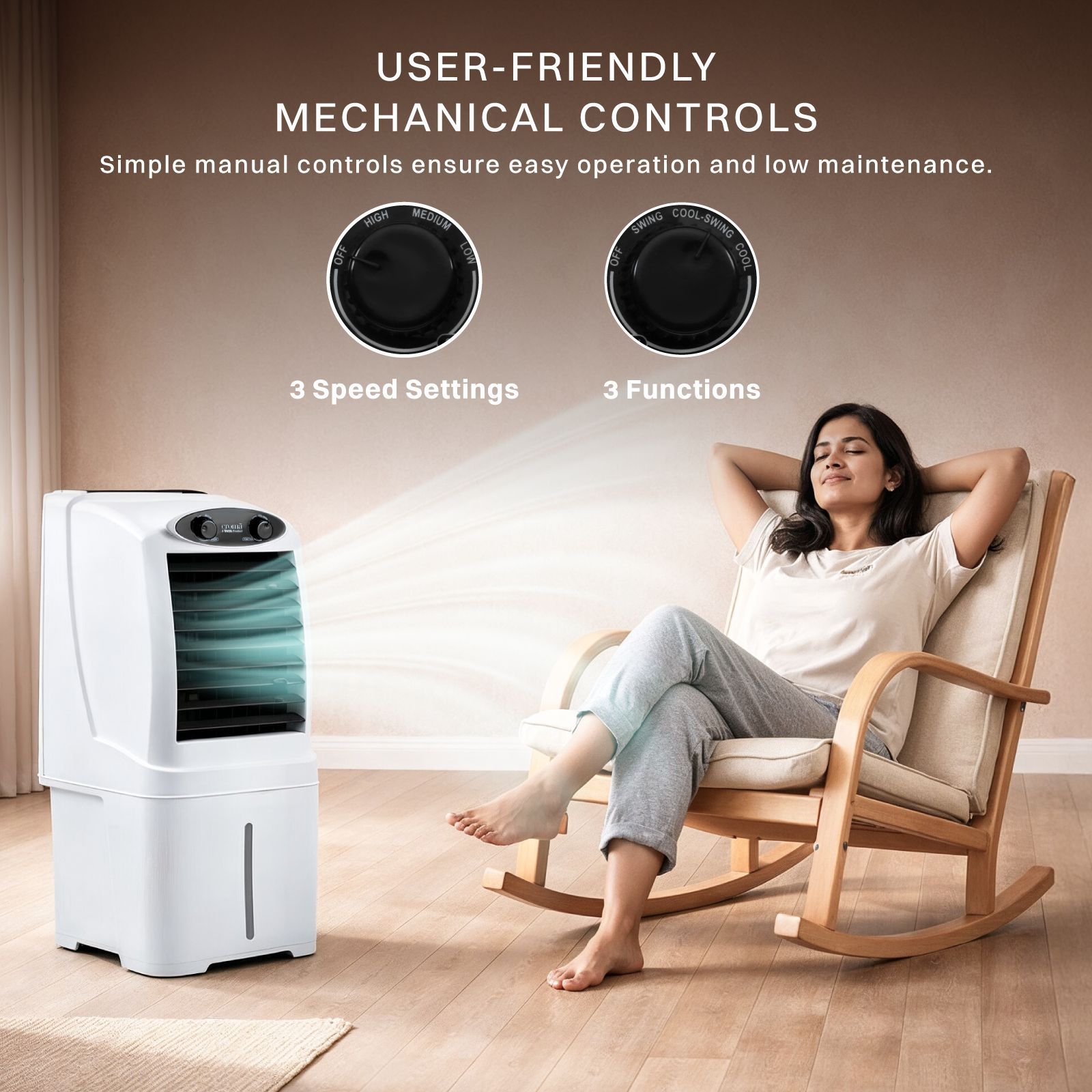 Croma 14 Litres Personal Table Air Cooler with Inverter Compatible (Anti Bacterial Honeycomb Pads, White)_7