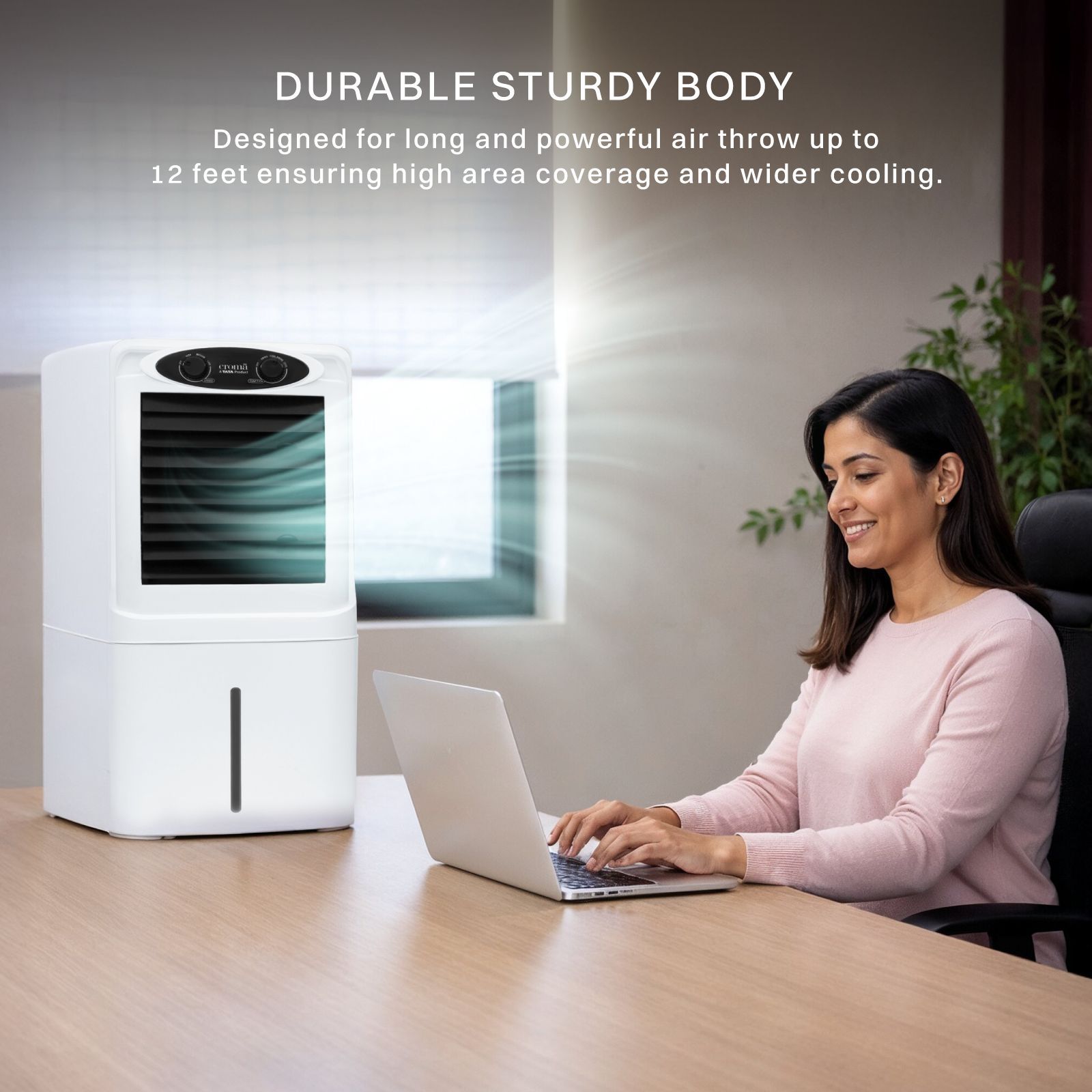 Croma 14 Litres Personal Table Air Cooler with Inverter Compatible (Anti Bacterial Honeycomb Pads, White)_8