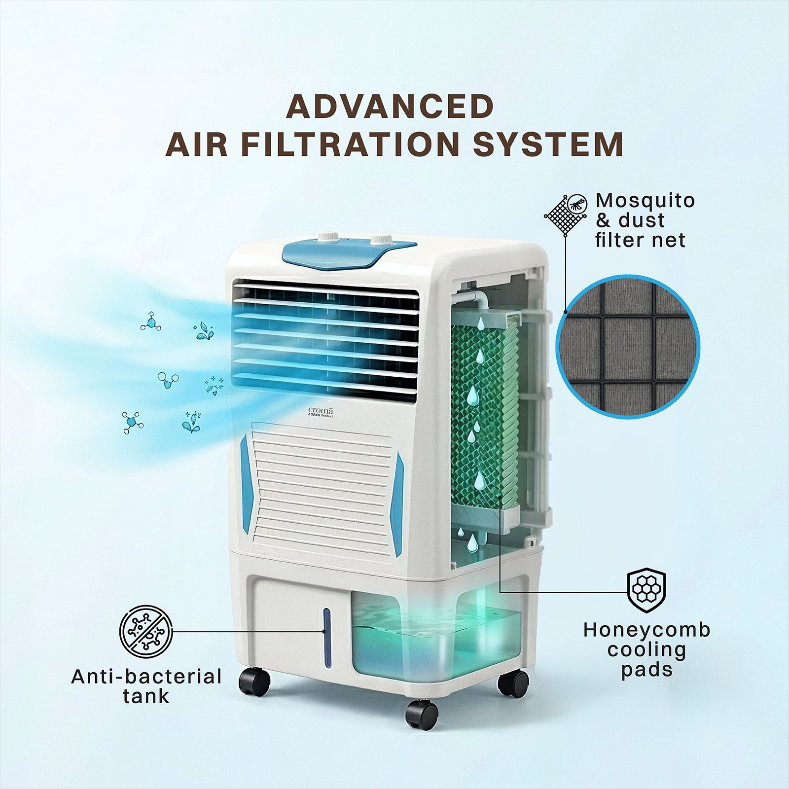 Croma 24 Litres Personal Air Cooler with Motorized Vertical Louvers (4-Way Air Deflection, White)_6