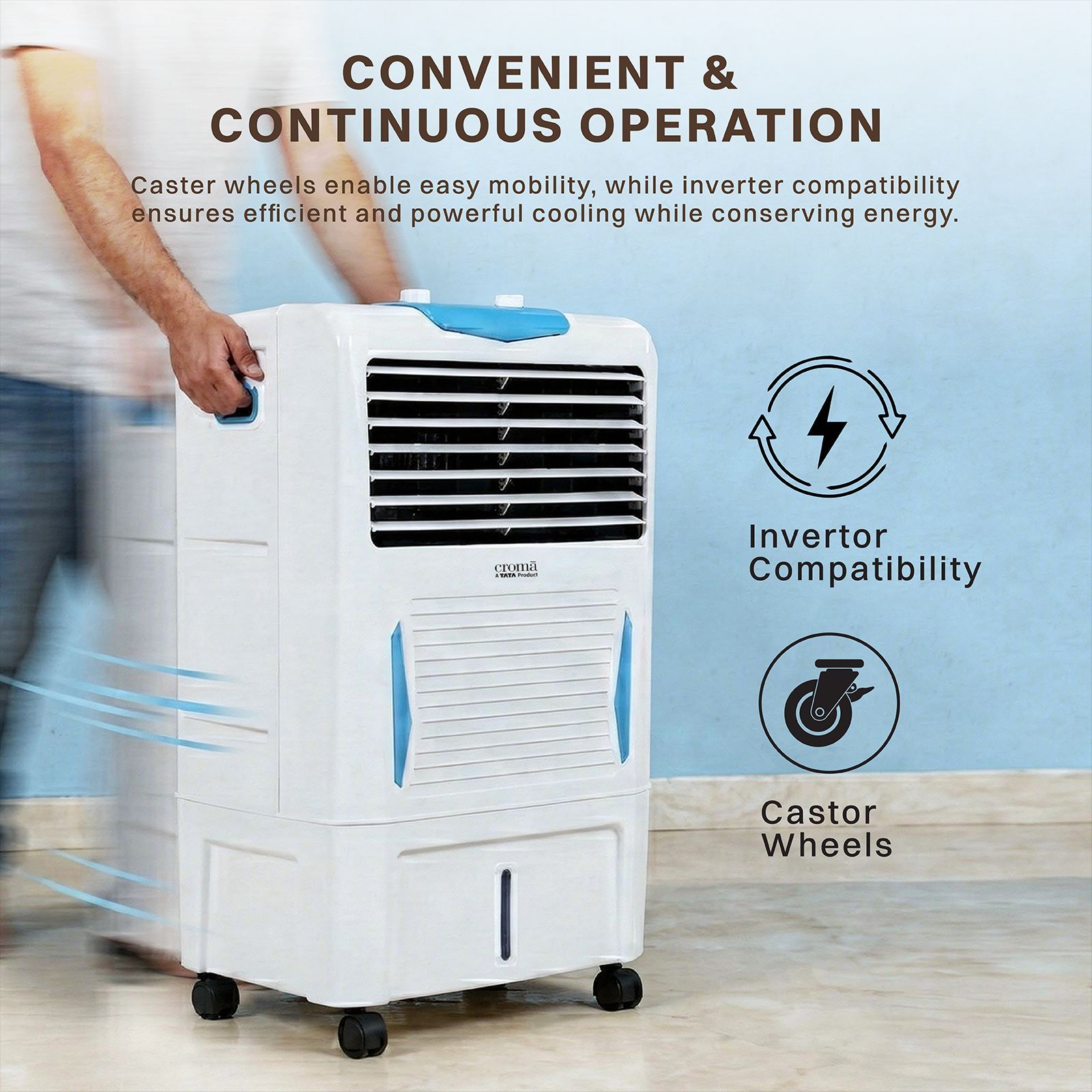 Croma 24 Litres Personal Air Cooler with Motorized Vertical Louvers (4-Way Air Deflection, White)_8