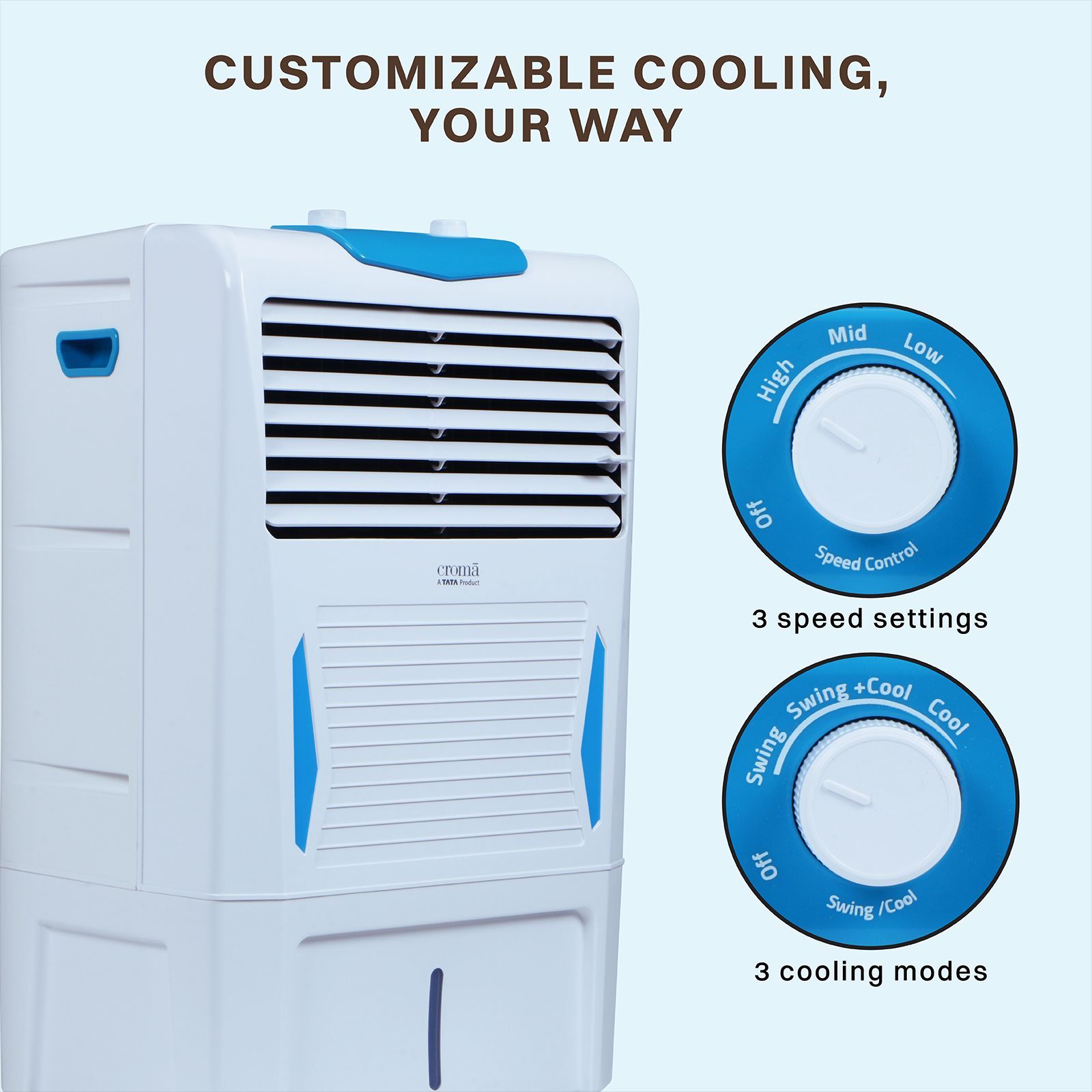 Croma 24 Litres Personal Air Cooler with Motorized Vertical Louvers (4-Way Air Deflection, White)_9