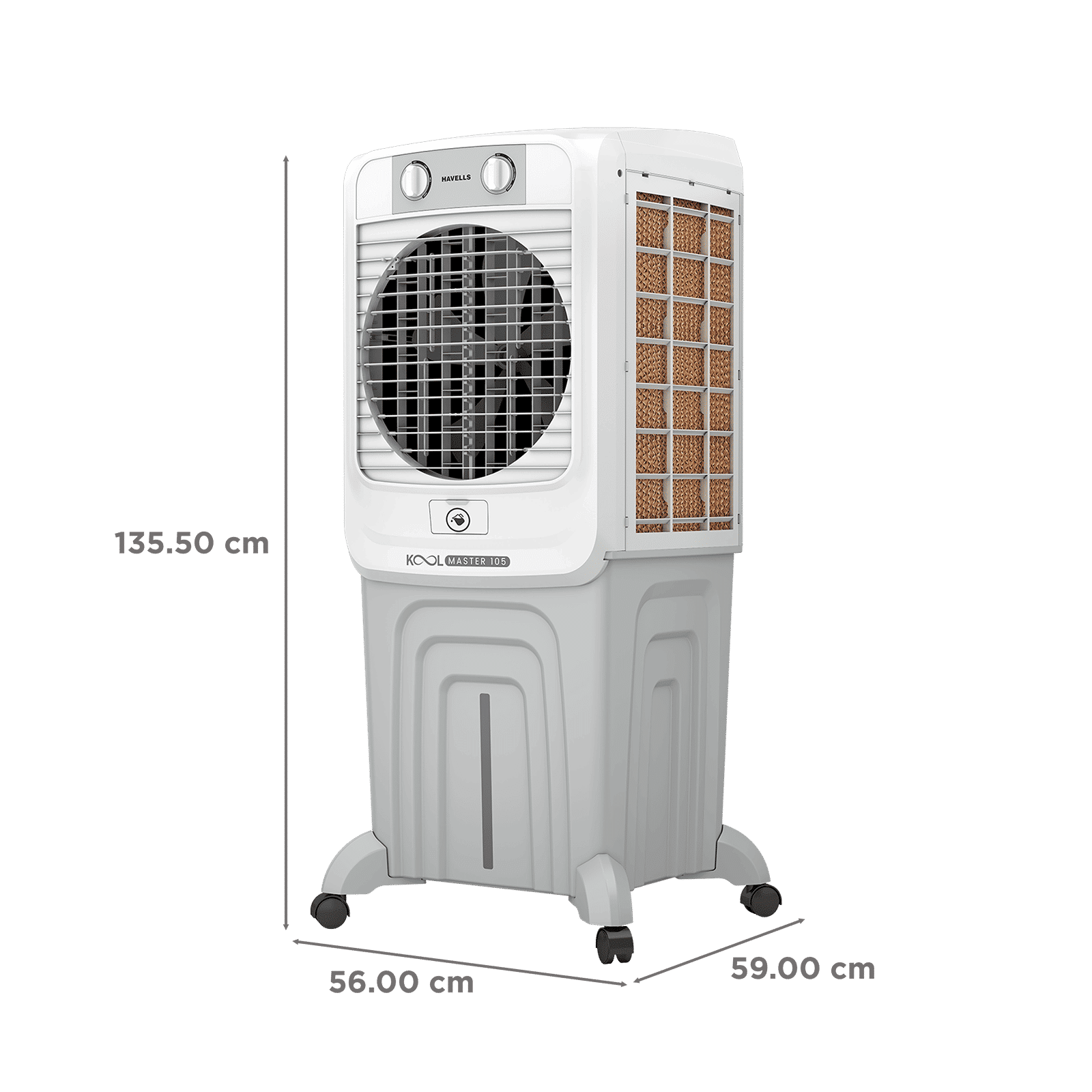 Havells KoolMaster 105 Litres Desert Air Cooler with Bacteria Shield Honeycomb Cooling Pad Technology (Dual Flow Technology, White&Grey) Havells KoolMaster 105 Litres Desert Air Cooler with Bacteria Shield Honeycomb Cooling Pad Technology (Dual Flow Technology, White&Grey)_2