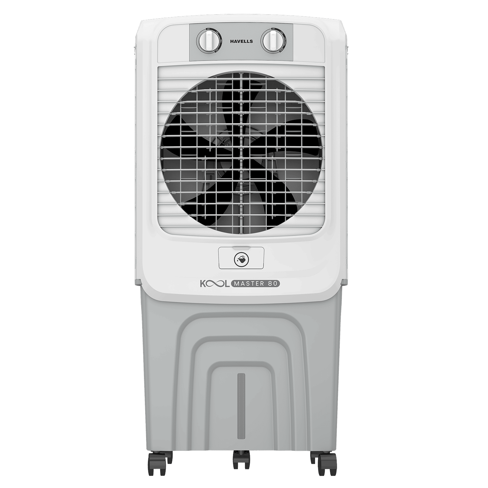 Havells KoolMaster 80 Litres Desert Air Cooler with Bacteria Shield Honeycomb Cooling Pad Technology (Dual Flow Technology, White & Grey)_1