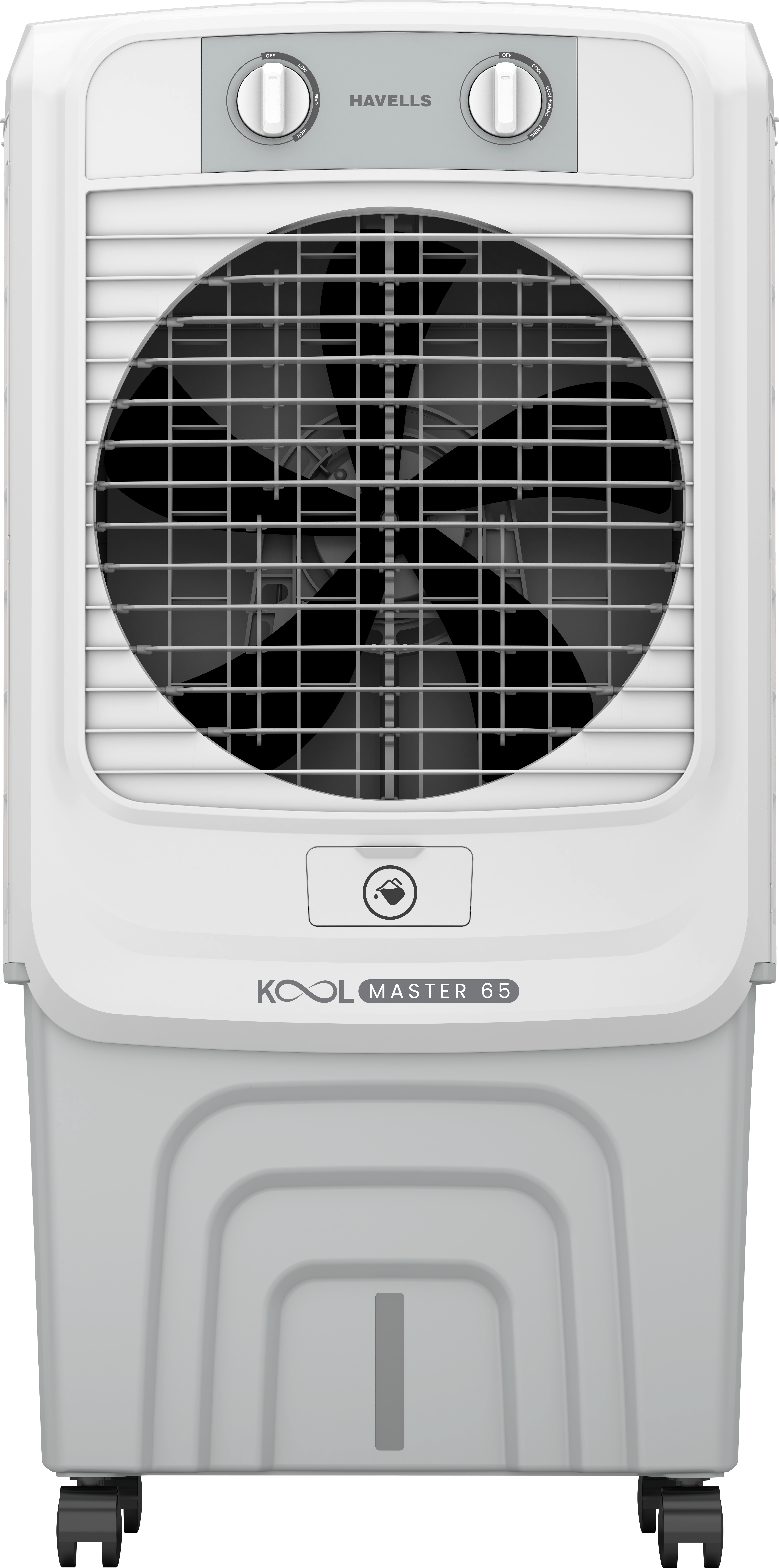 Havells KoolMaster 65 Litres Desert Air Cooler with Bacteria Shield Honeycomb Cooling Pad Technology (Dual Flow Technology, White & Grey)_1