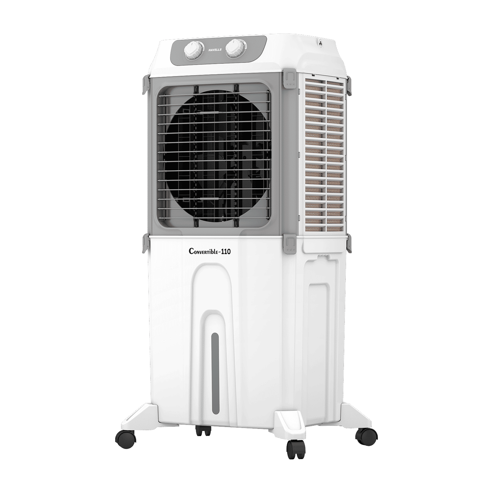 Havells Convertible 110 Litres Desert Air Cooler with Dual Flow Technology (Metal Blade Fan, White & Grey)_7