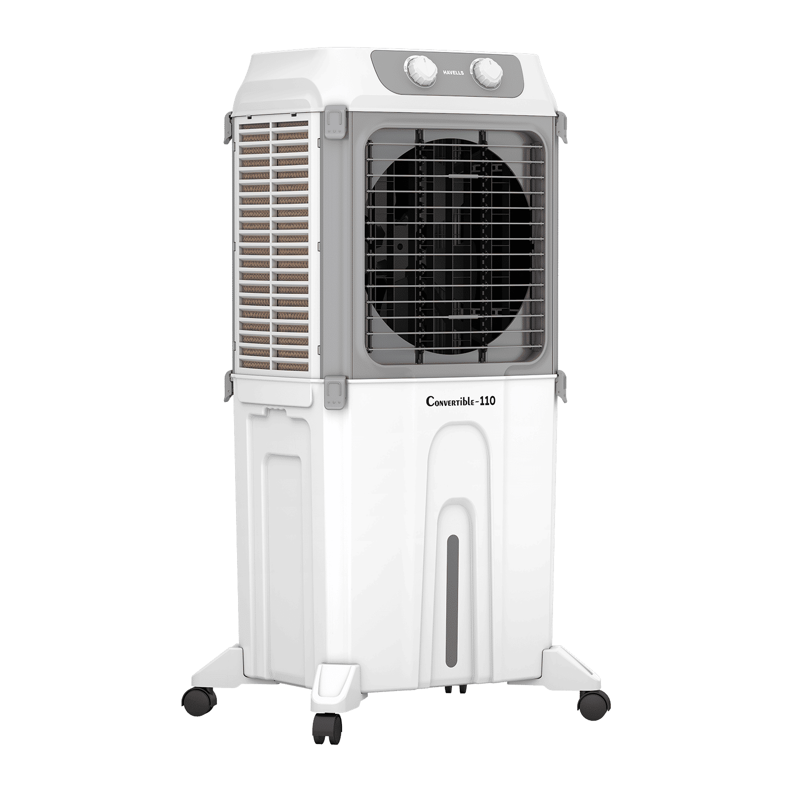 Havells Convertible 110 Litres Desert Air Cooler with Dual Flow Technology (Metal Blade Fan, White & Grey)_8