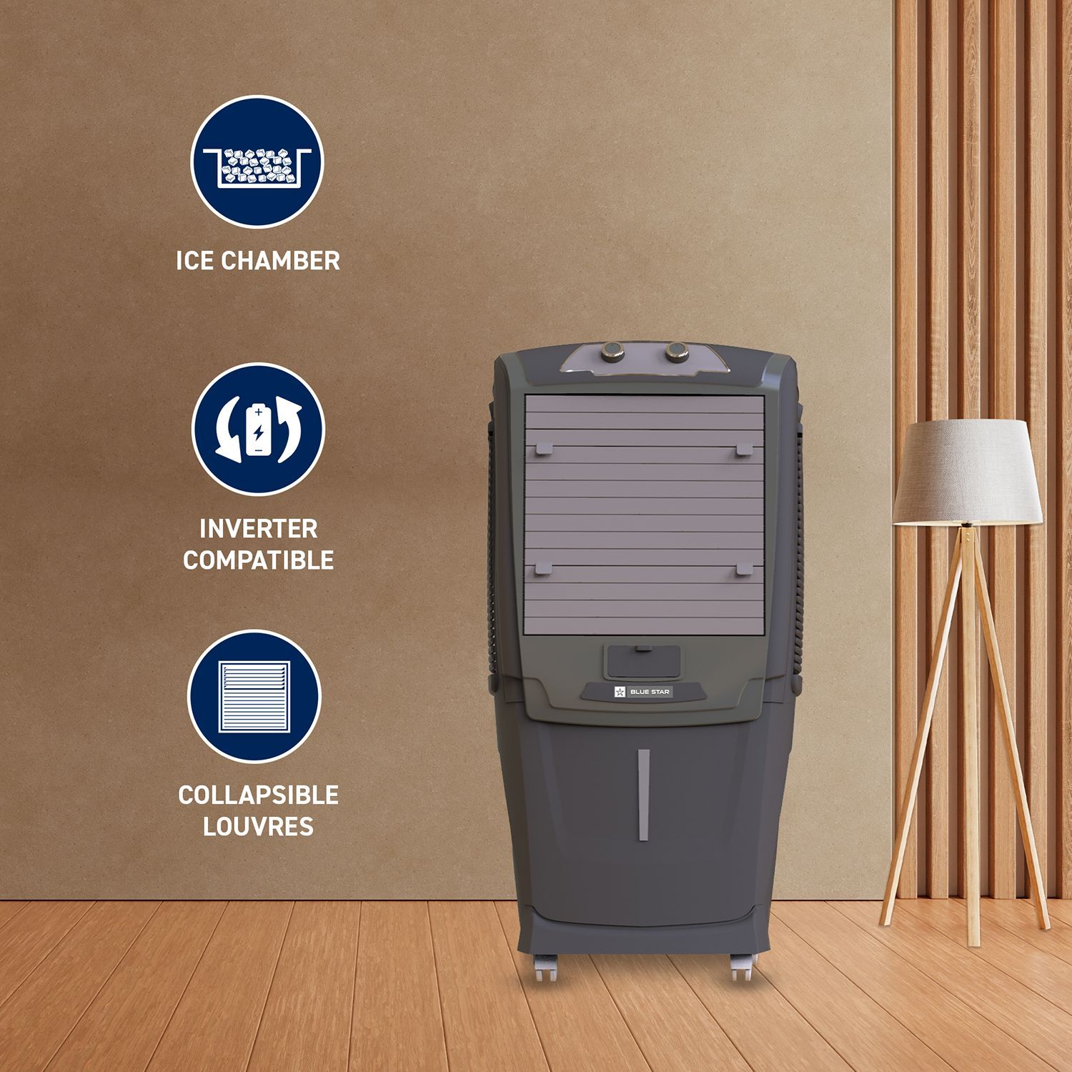 Blue Star Aura Neo 55 Litres Desert Air Cooler with Anti-Microbial Properties (Thermal Overload Protection, Grey)_5