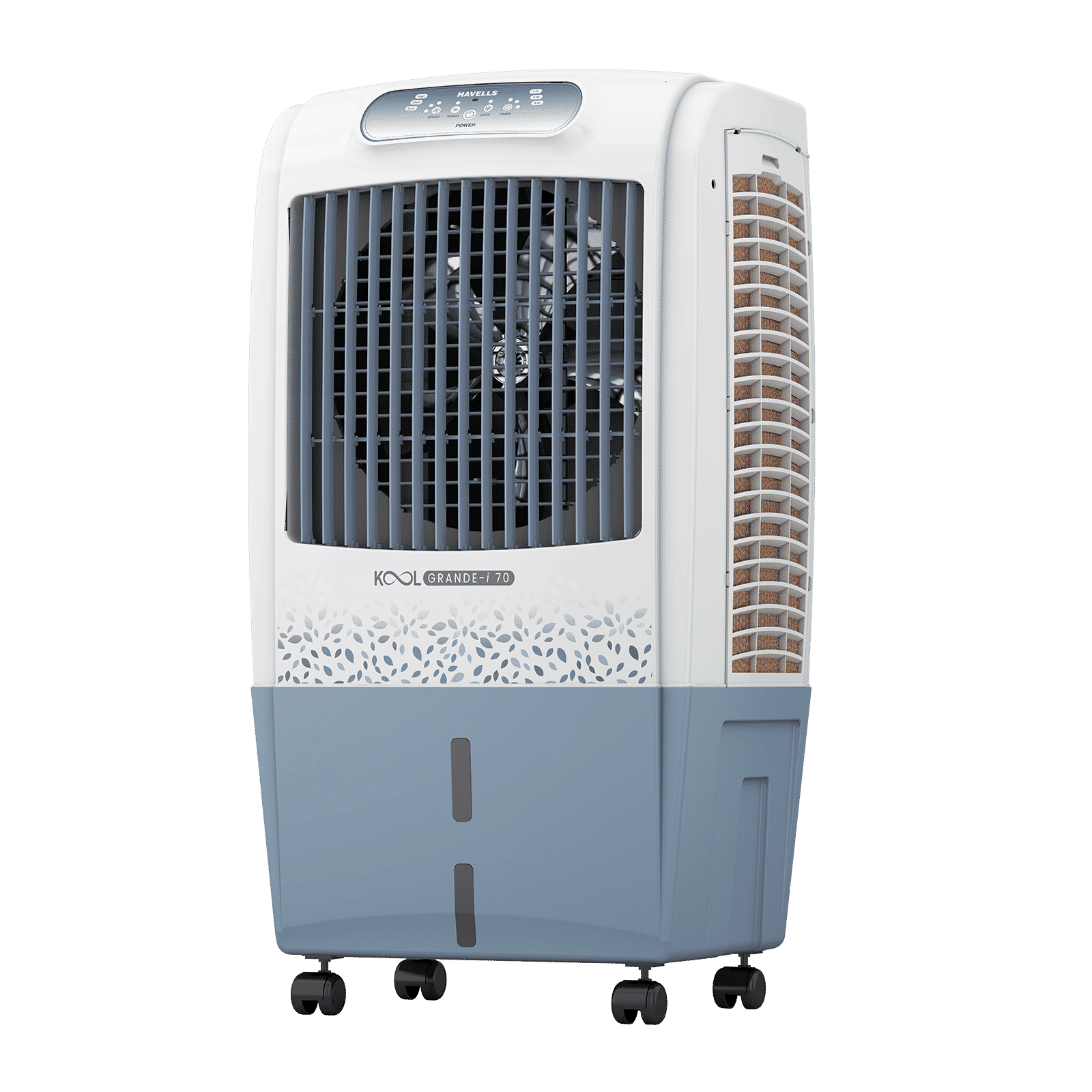 Havells KoolGrande-i 70 Litres Desert Air Cooler with Low Water Alarm (Dual Flow Technology, White & Grey)_3