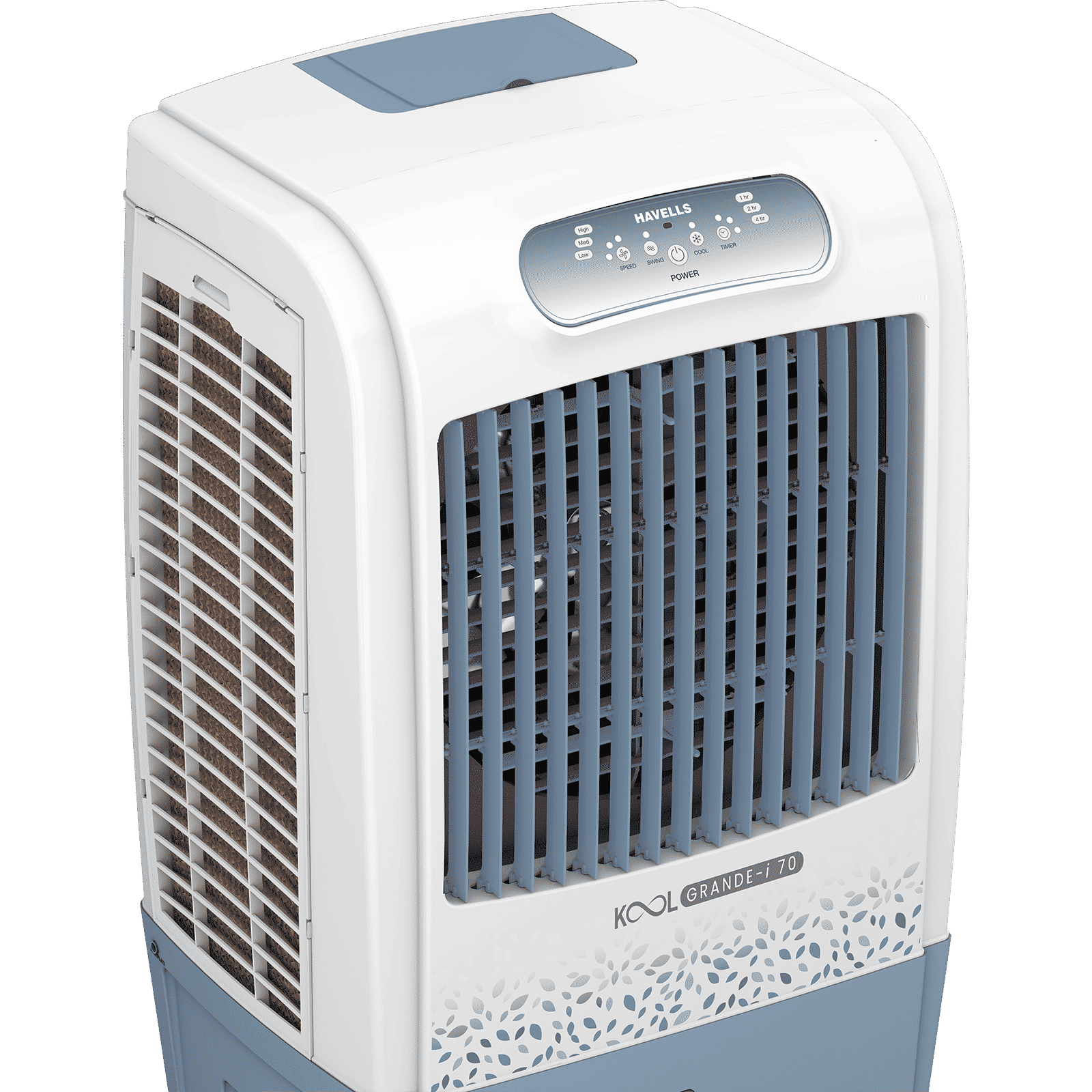 Havells KoolGrande-i 70 Litres Desert Air Cooler with Low Water Alarm (Dual Flow Technology, White & Grey)_6
