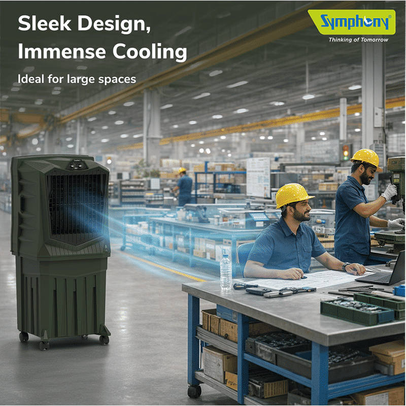 Symphony Air Force 90 Litres Desert Air Cooler with Auto Louver Movement (Inverter Compatible, Militry Green) Symphony Air Force 90 Litres Desert Air Cooler with Auto Louver Movement (Inverter Compatible, Militry Green)_6