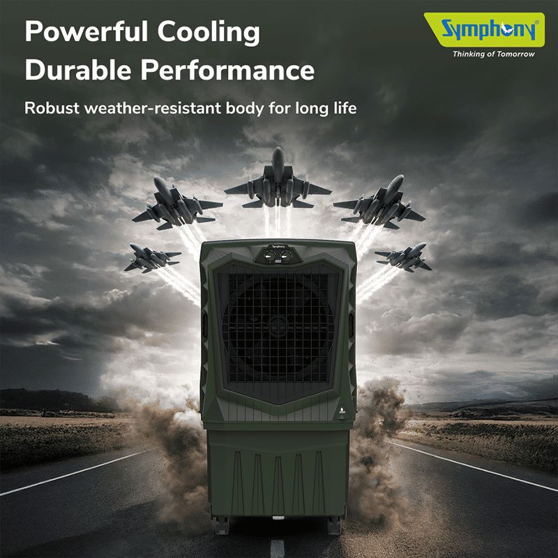 Symphony Air Force 60 Litres Desert Air Cooler with Auto Louver Movement (Inverter Compatible, Militry Green) Symphony Air Force 60 Litres Desert Air Cooler with Auto Louver Movement (Inverter Compatible, Militry Green)_6