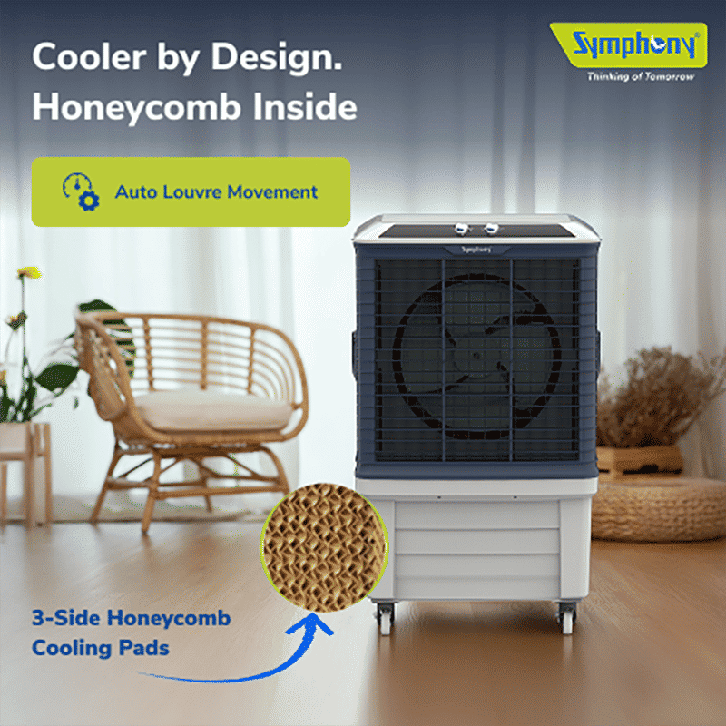 Symphony Bouncer 175 Litres Desert Air Cooler with Auto Louver Movement (Inverter Compatible, White) Symphony Bouncer 175 Litres Desert Air Cooler with Auto Louver Movement (Inverter Compatible, White)_4