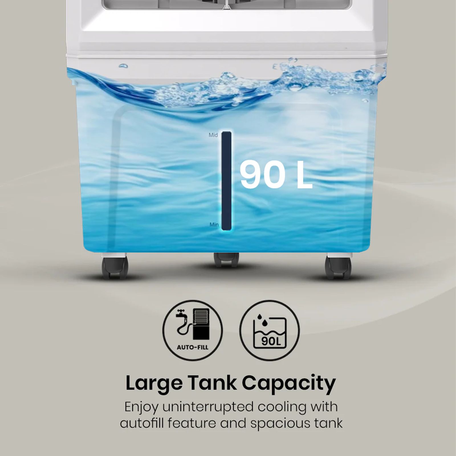 Crompton Aura 90 Litres Desert Air Cooler with Everlast Pump (Auto Swing Louvers, White & Indian Ink)_7