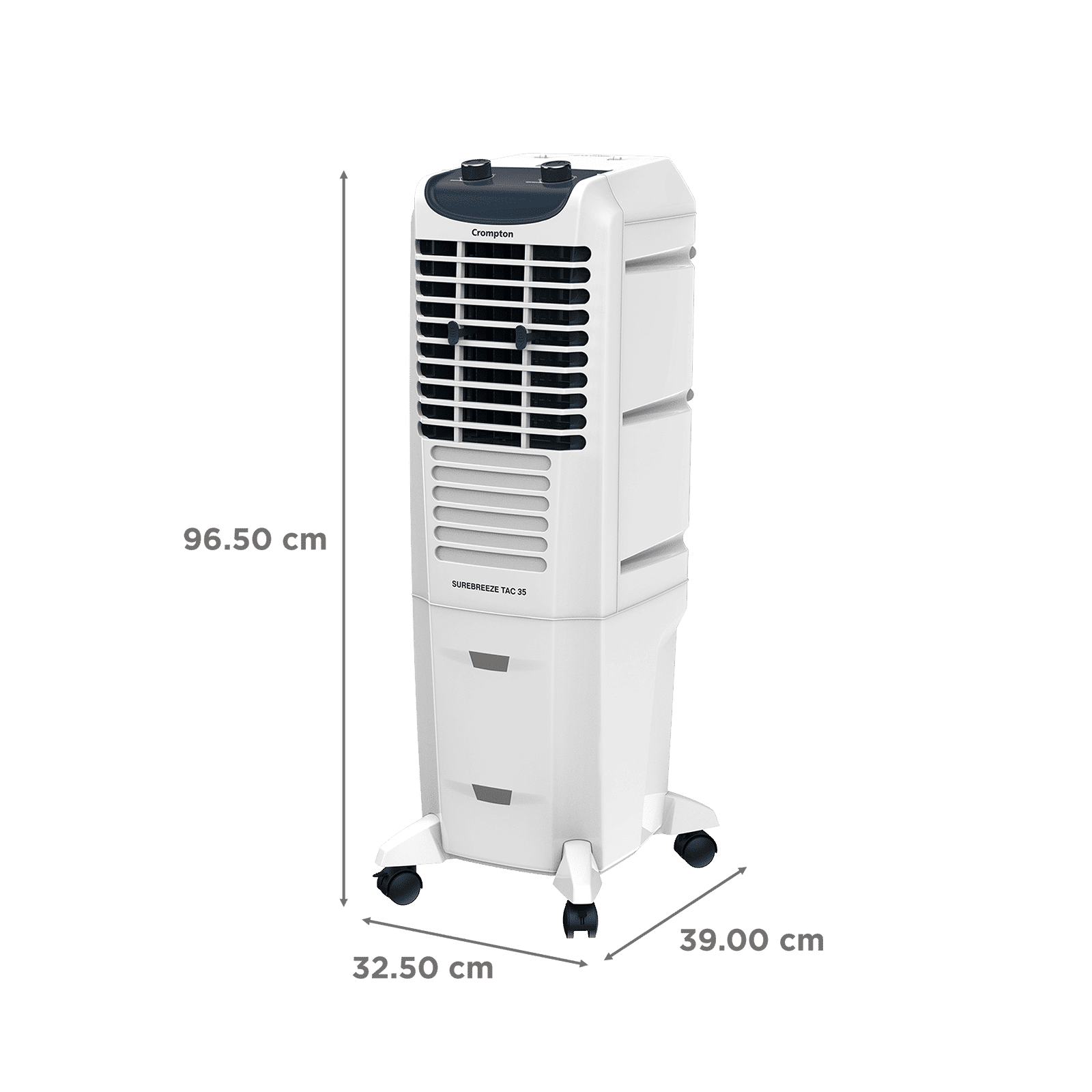 Crompton Sure Breeze 35 Litres Tower Air Cooler with Overload Protection (4 Way Air Deflection, White & Blue) Crompton Sure Breeze 35 Litres Tower Air Cooler with Overload Protection (4 Way Air Deflection, White & Blue)_2