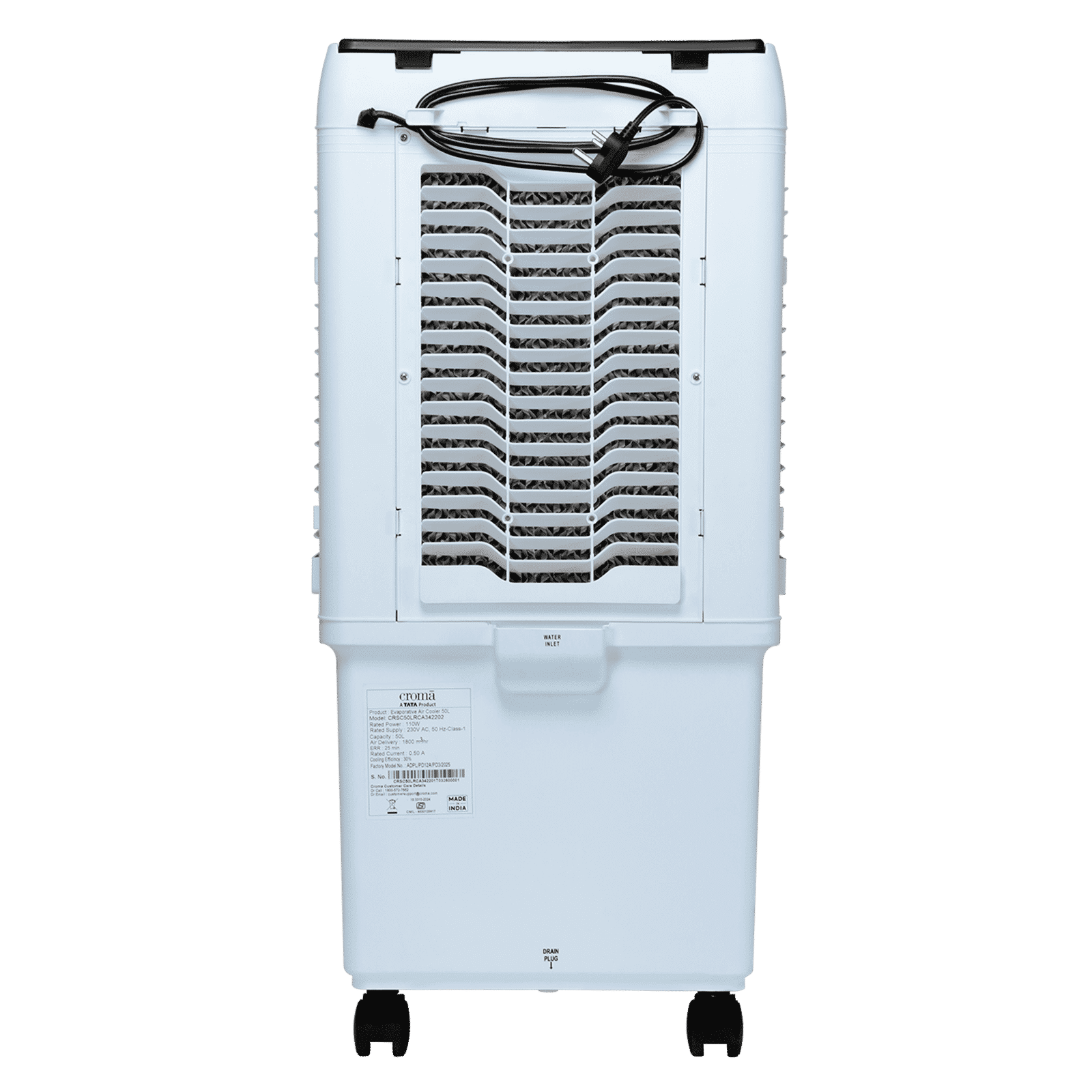 Croma 50 Litres Mini Desert Air Cooler with Ice Chamber (Antibacterial Honeycomb Pads, White)_10