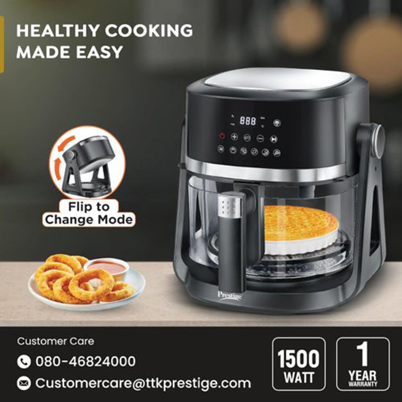 Prestige AirFlip 4.5L 1500 Watt Digital Air Fryer with 360 Degree View Glass Basket (Black)_9