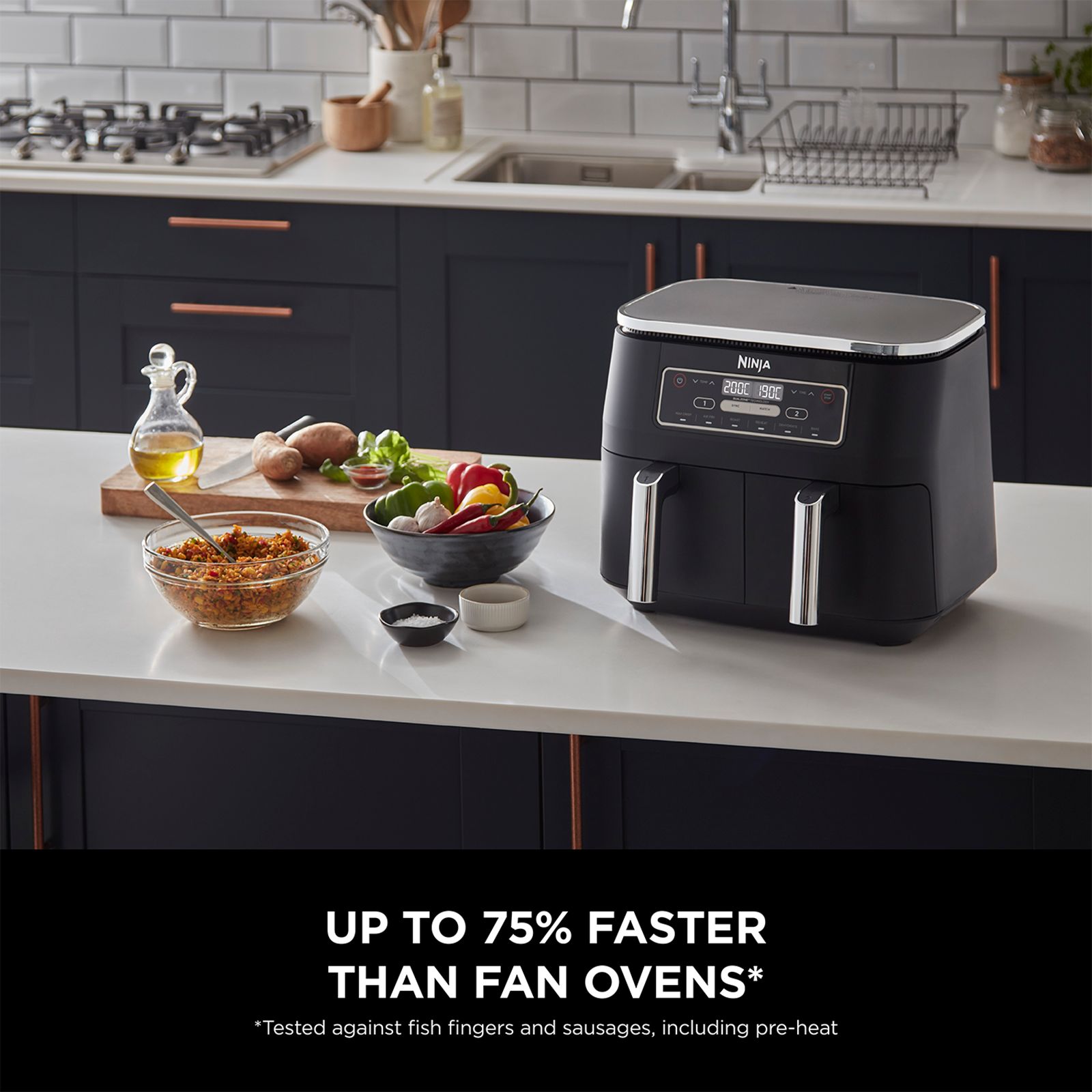 Ninja Foodi DualZone 7.6L 2470 Watt Digital Air Fryer with Max Crisp Technology (Black)_2
