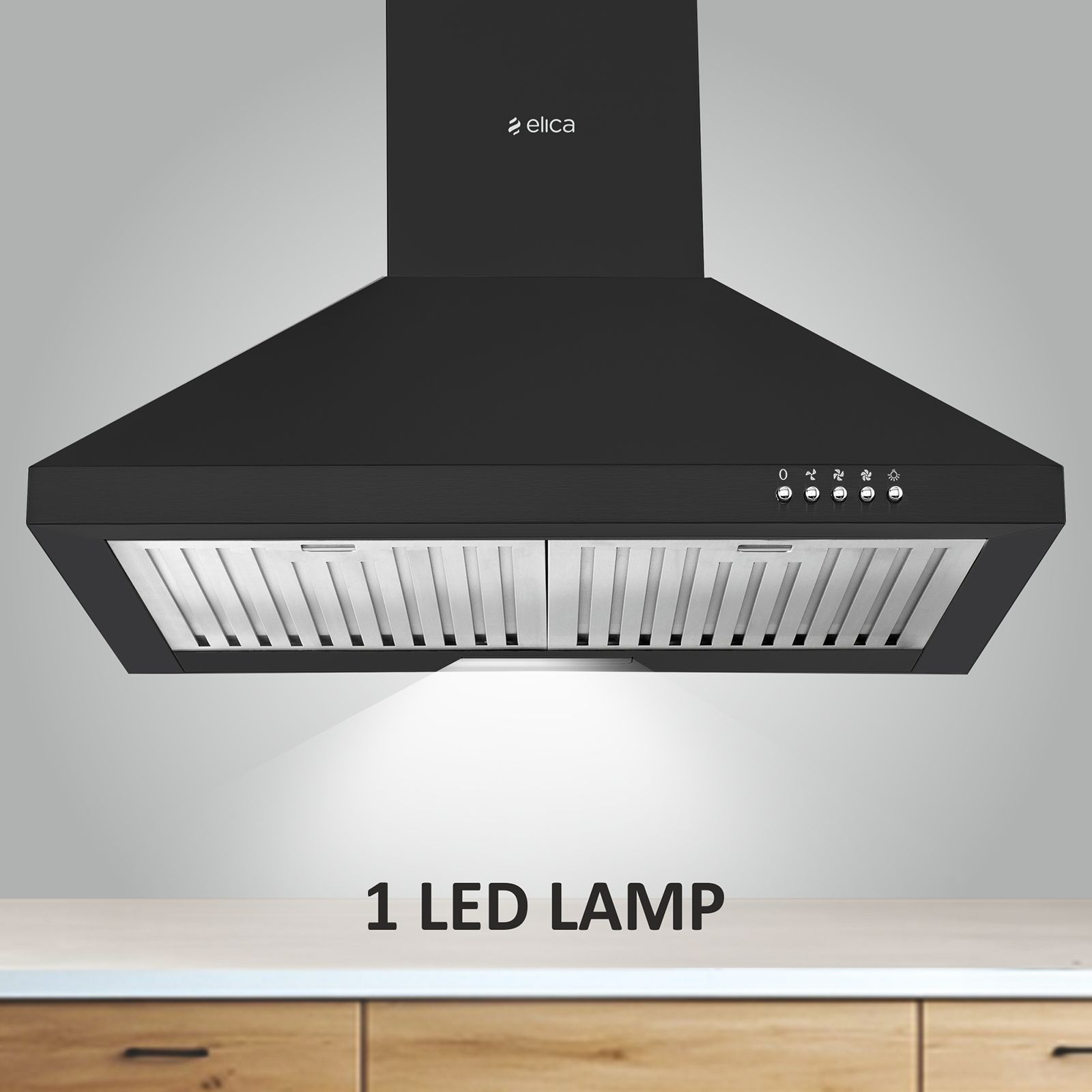 Elica AH PLUS 260BF NERO 60cm 1600m3/hr Ducted Wall Mounted Chimney with Baffle Filters (Black)_3