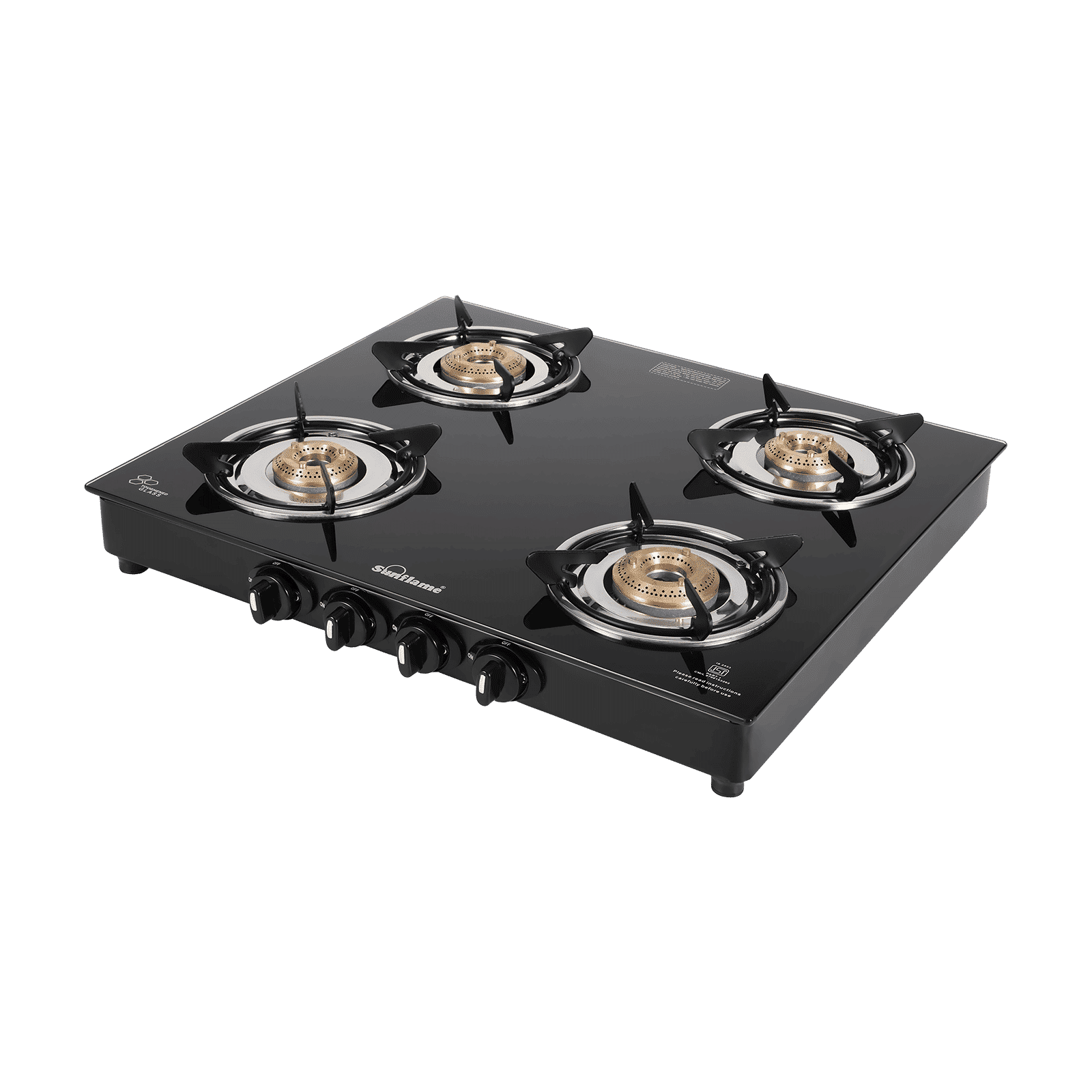 Sunflame Venza Toughened Glass Top 4 Burner Manual Gas Stove (Removable Drip Tray, Black)_3