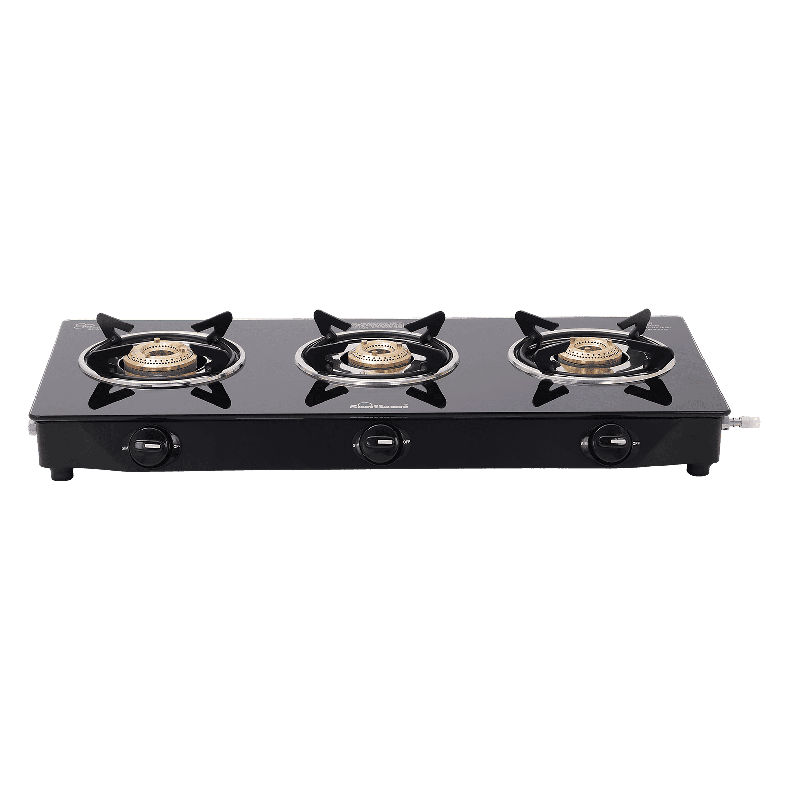 Sunflame Venza Toughened Glass Top 3 Burner Manual Gas Stove (Removable Drip Tray, Black)_1