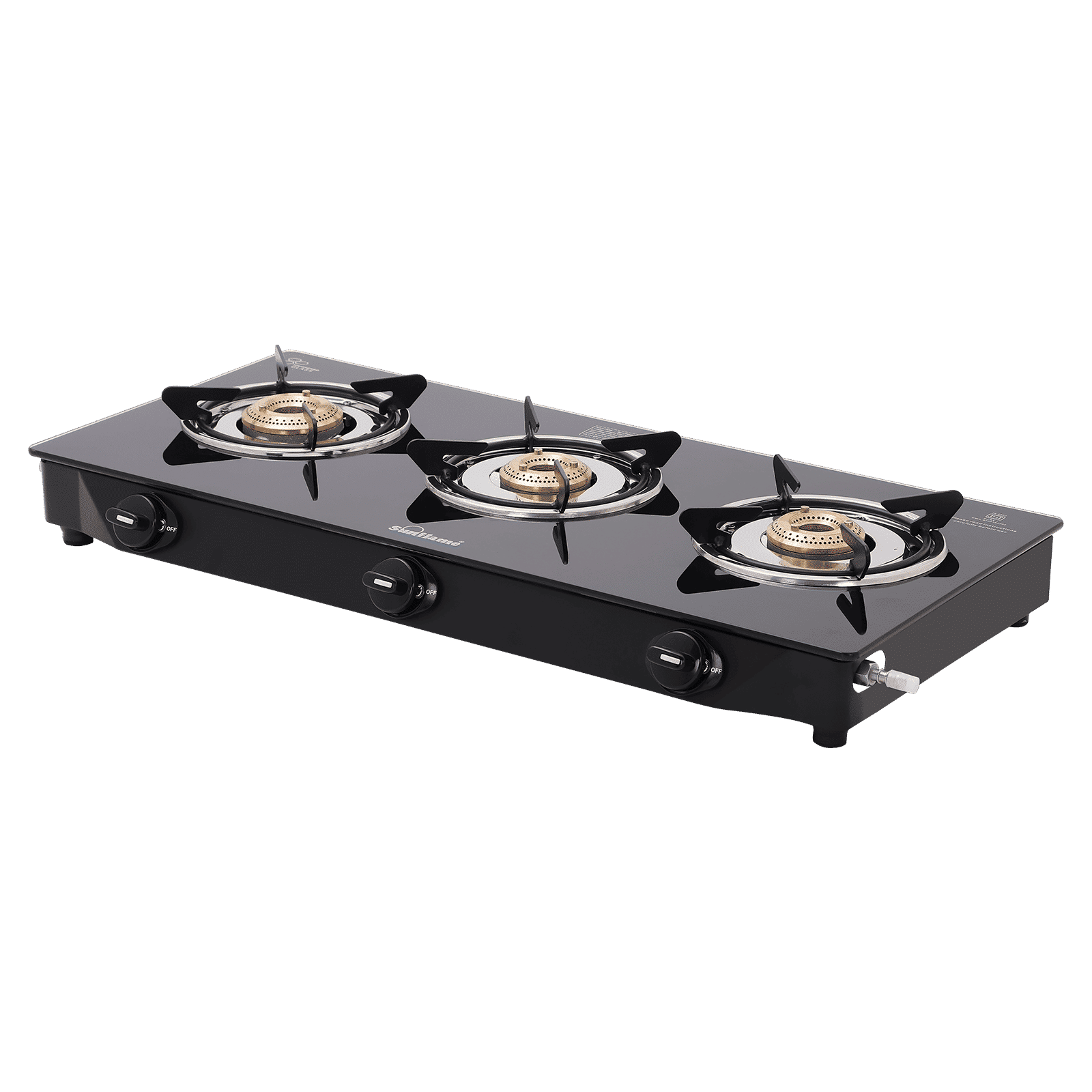 Sunflame Venza Toughened Glass Top 3 Burner Manual Gas Stove (Removable Drip Tray, Black)_2