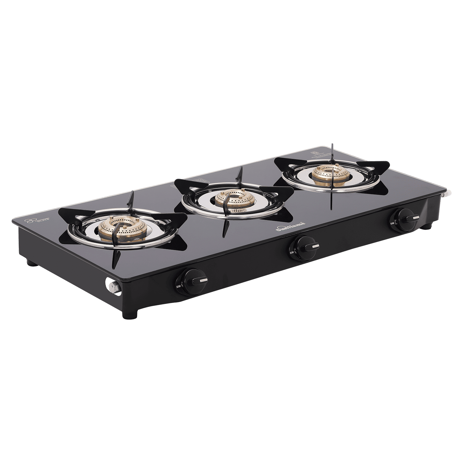 Sunflame Venza Toughened Glass Top 3 Burner Manual Gas Stove (Removable Drip Tray, Black)_3