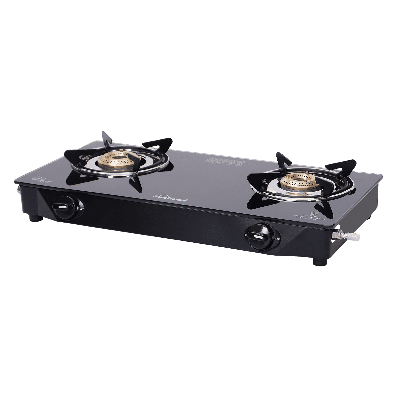 Sunflame Venza Toughened Glass Top 2 Burner Manual Gas Stove (Removable Drip Tray, Black)_2