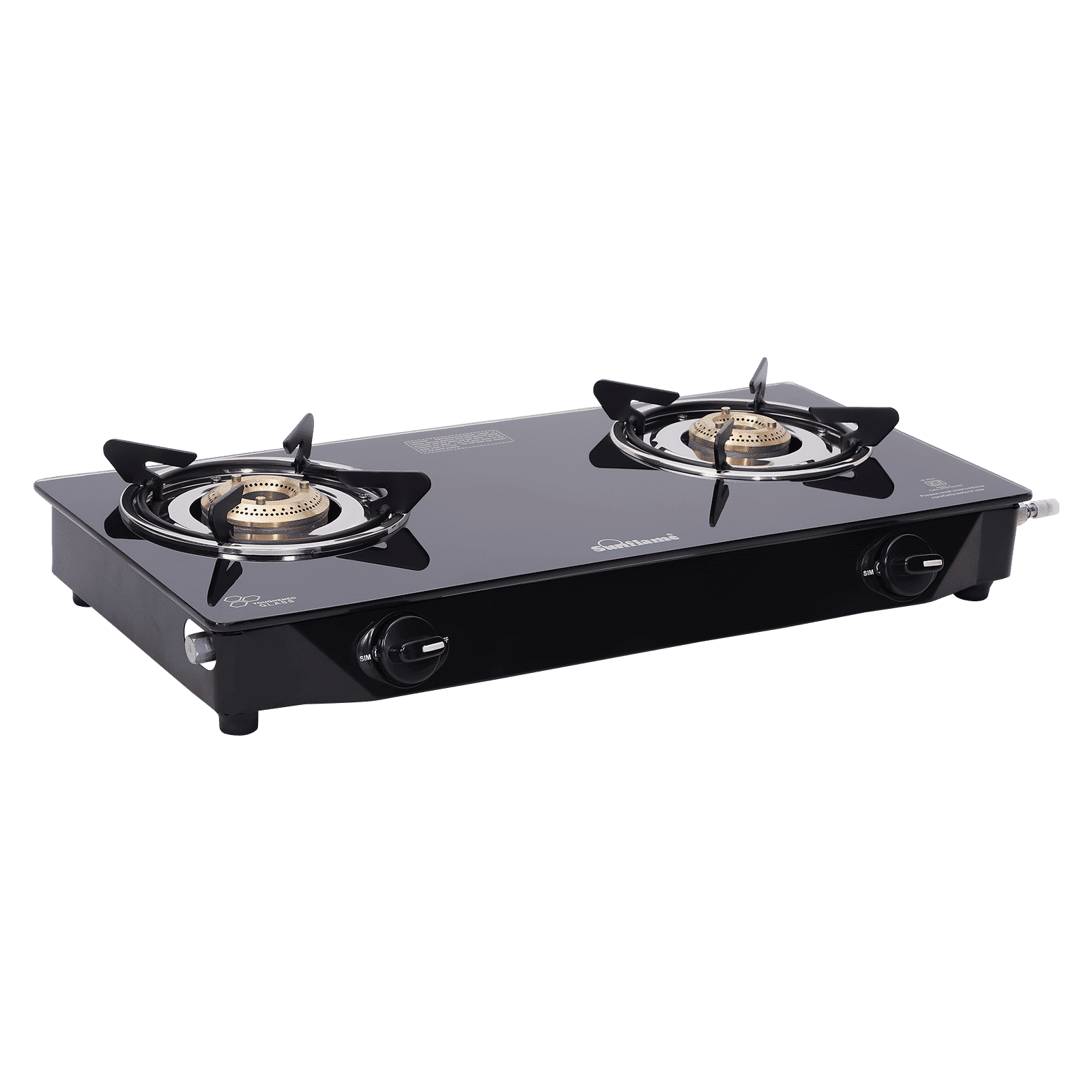 Sunflame Venza Toughened Glass Top 2 Burner Manual Gas Stove (Removable Drip Tray, Black)_3