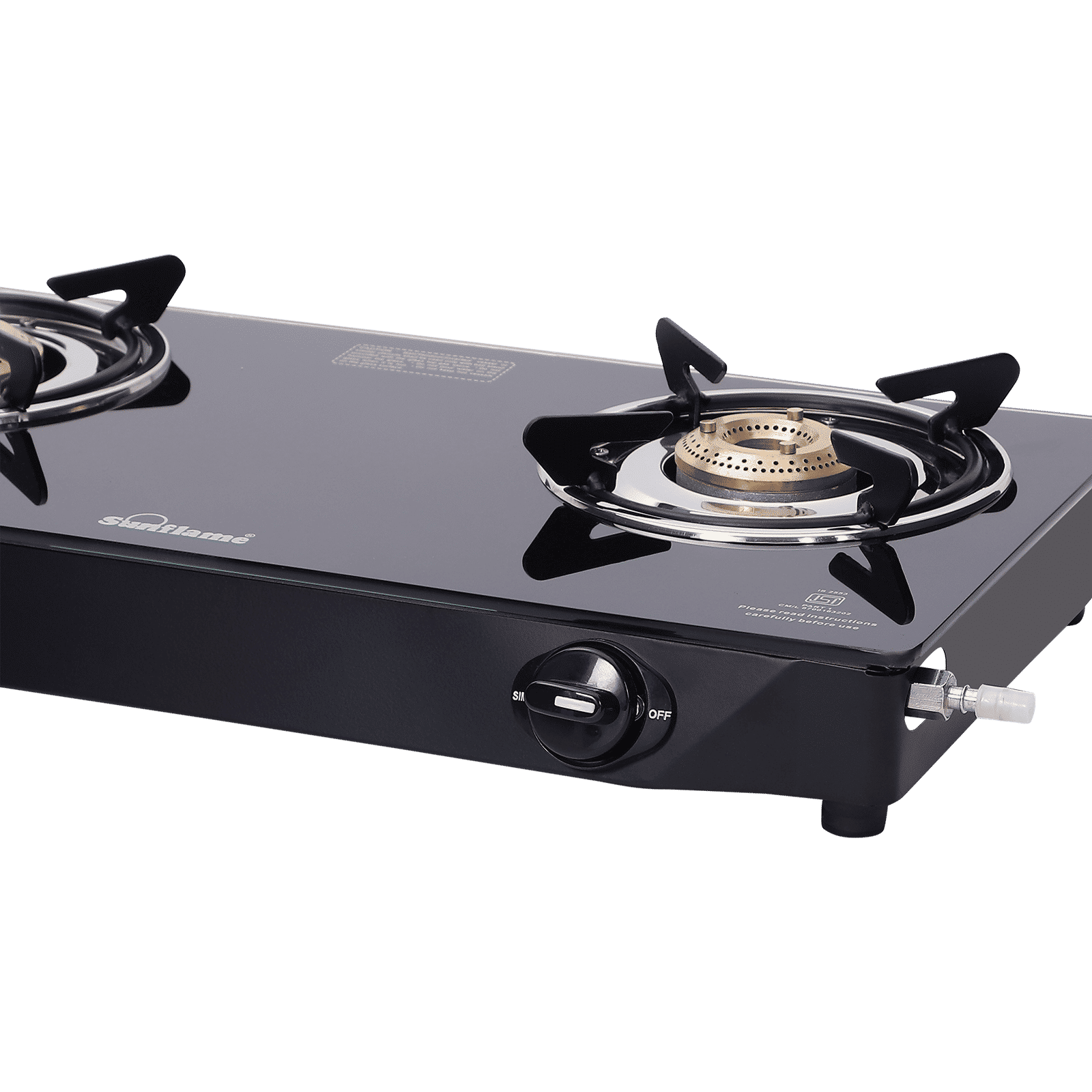 Sunflame Venza Toughened Glass Top 2 Burner Manual Gas Stove (Removable Drip Tray, Black)_5