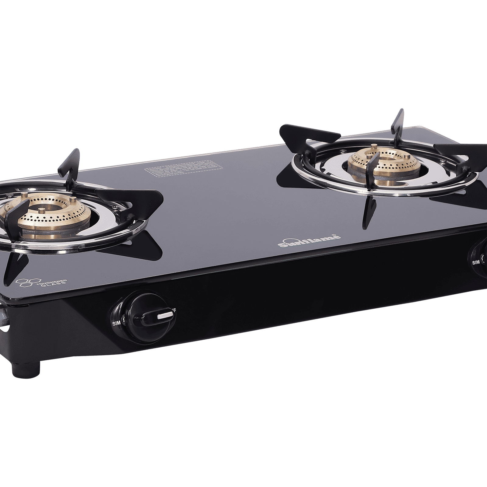 Sunflame Venza Toughened Glass Top 2 Burner Manual Gas Stove (Removable Drip Tray, Black)_6