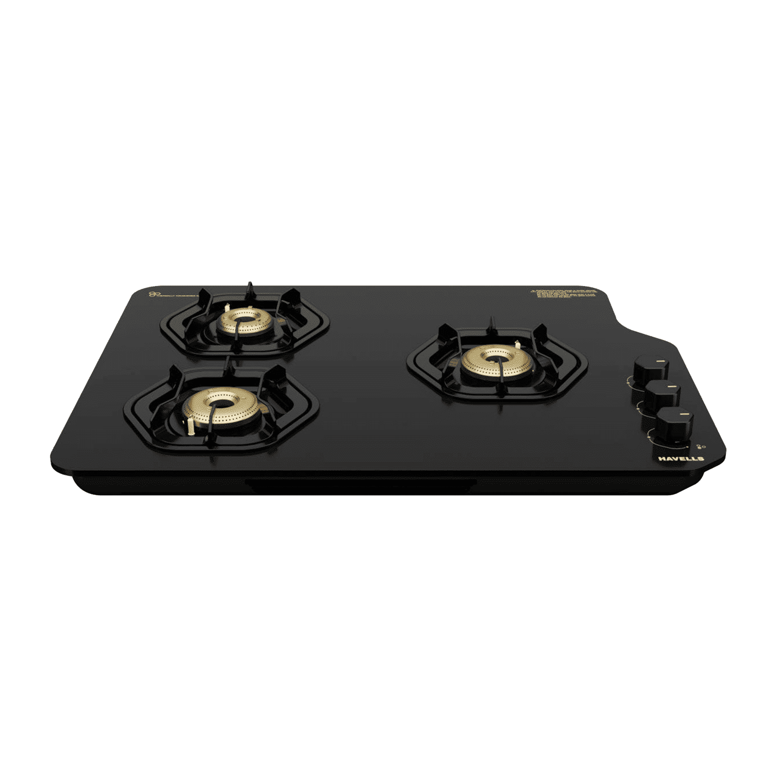 Havells Hexa Toughened Glass Top 3 Burner Automatic Gas Stove (Jointless Pan Support, Black)_1