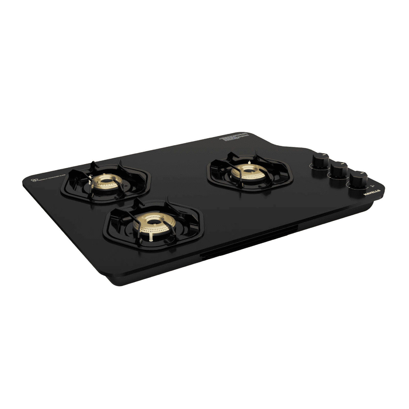 Havells Hexa Toughened Glass Top 3 Burner Automatic Gas Stove (Jointless Pan Support, Black)_2