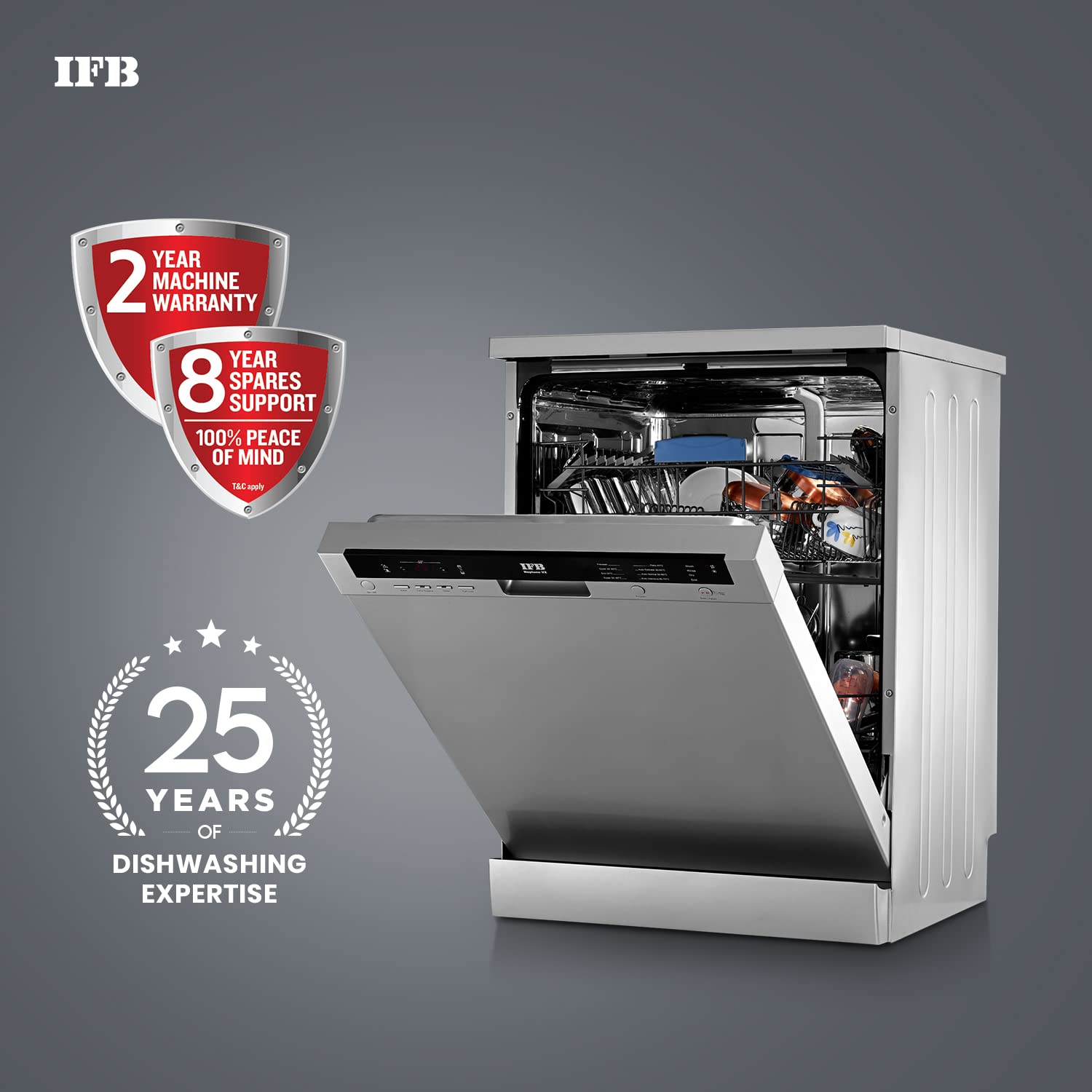 IFB Neptune VX 12 Place Settings Free Standing Dishwasher with Hot Water Wash (Dark Silver)_16