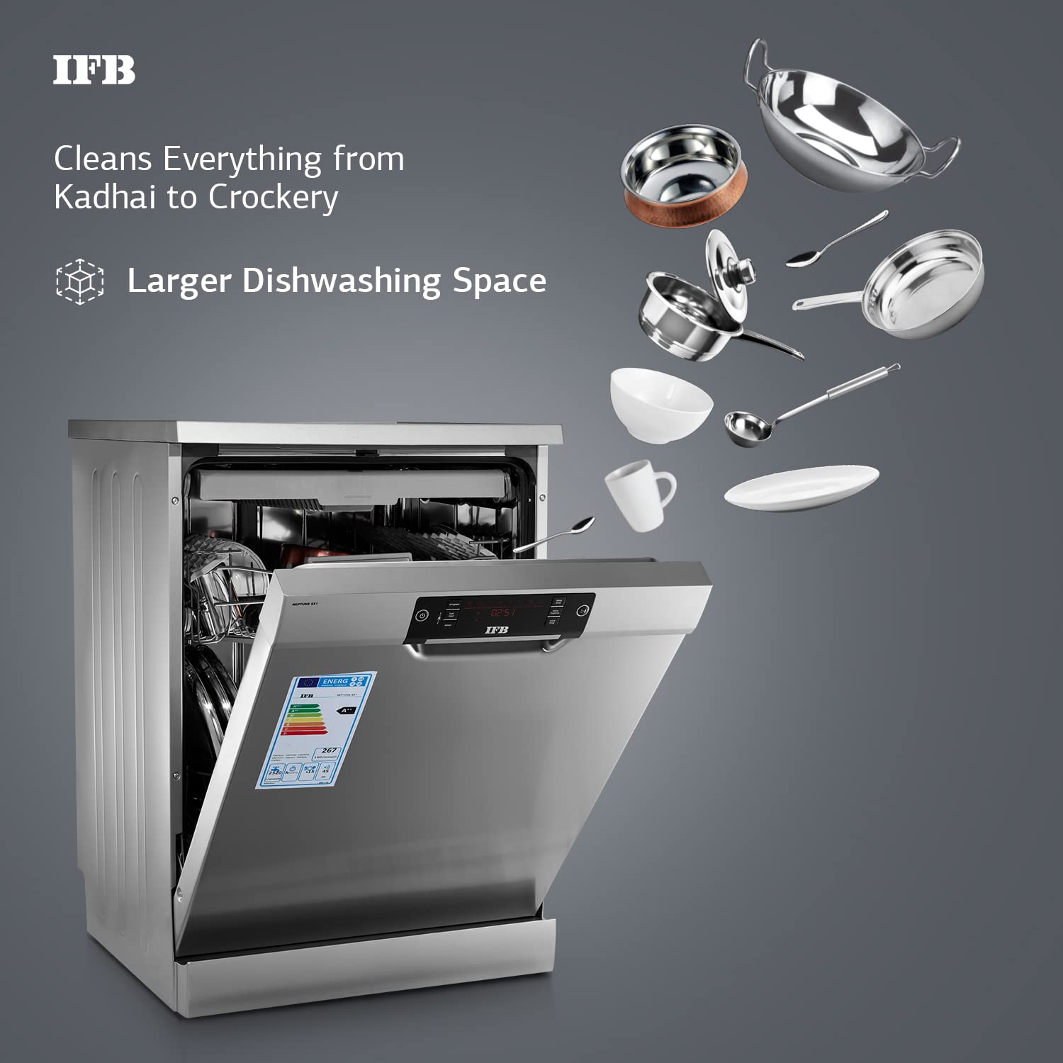 IFB Neptune SX1 15 Place Settings Free Standing Dishwasher with Hot Water Wash (Stainless Steel)_8